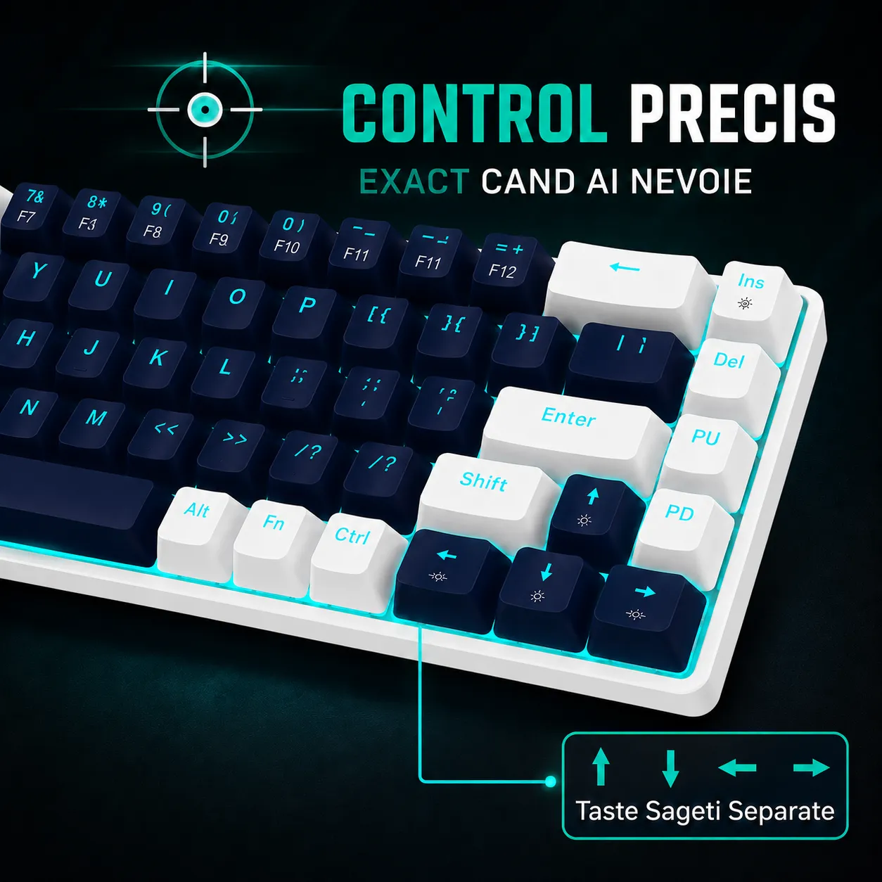 Timebox tastatură mecanică gaming 60% blue switch albastră