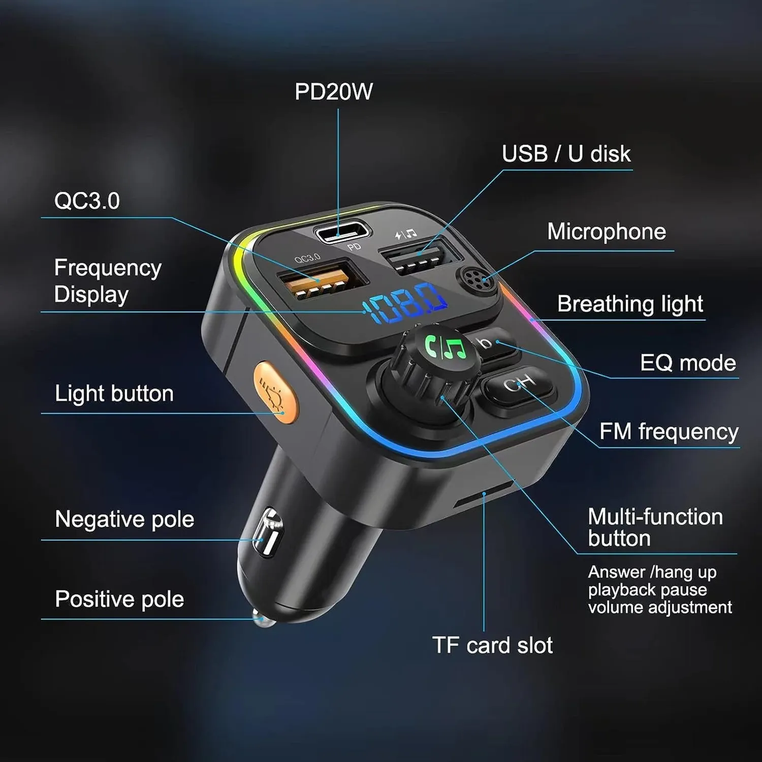 Modulator FM auto Timebox 20W Bluetooth 5.0 hands-free
