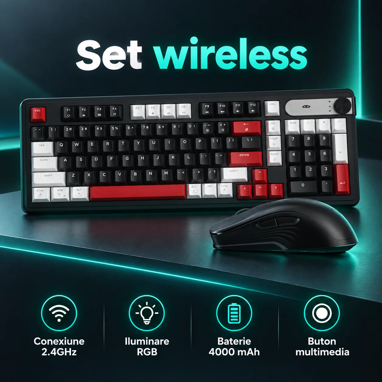 Timebox RGB 104 Taste kit tastatura mouse wireless