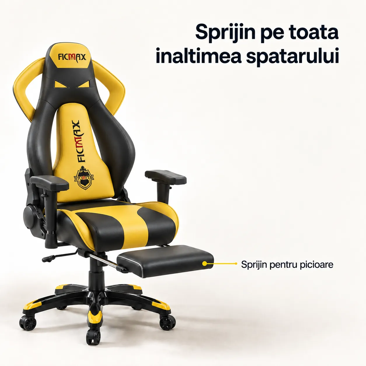 Scaun Timebox Gaming scaun ergonomic 360 galben 150kg
