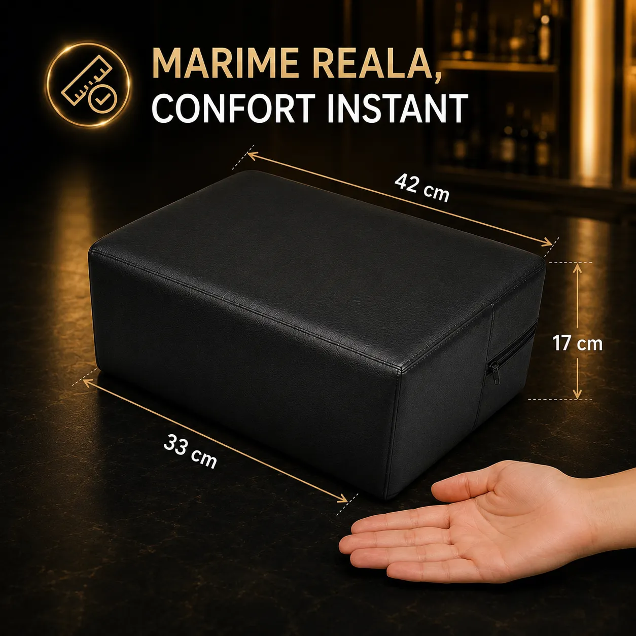 Timebox perna inaltare frizerie negru 42x33x17 cm