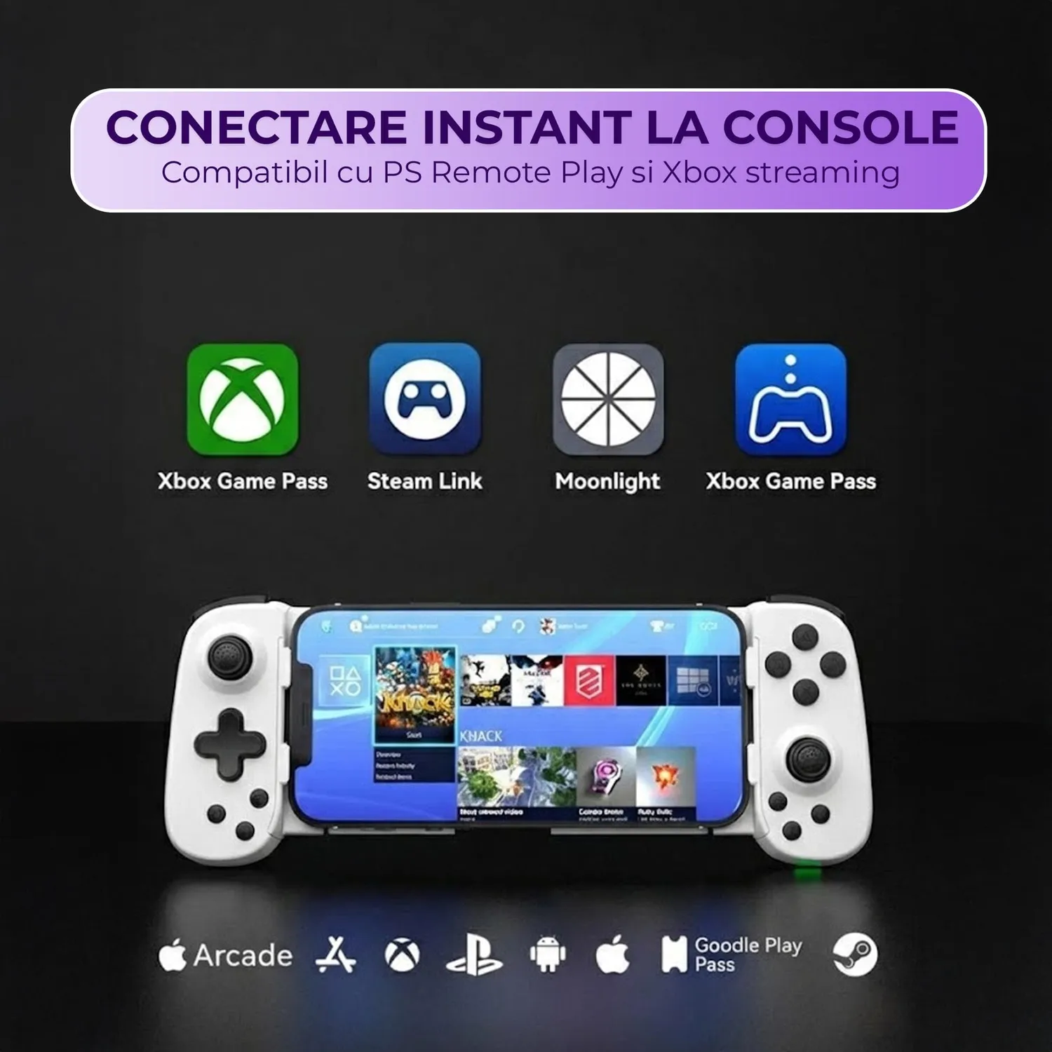Timebox Gamepad Controller Wireless Bluetooth 5.0 Alb Hall