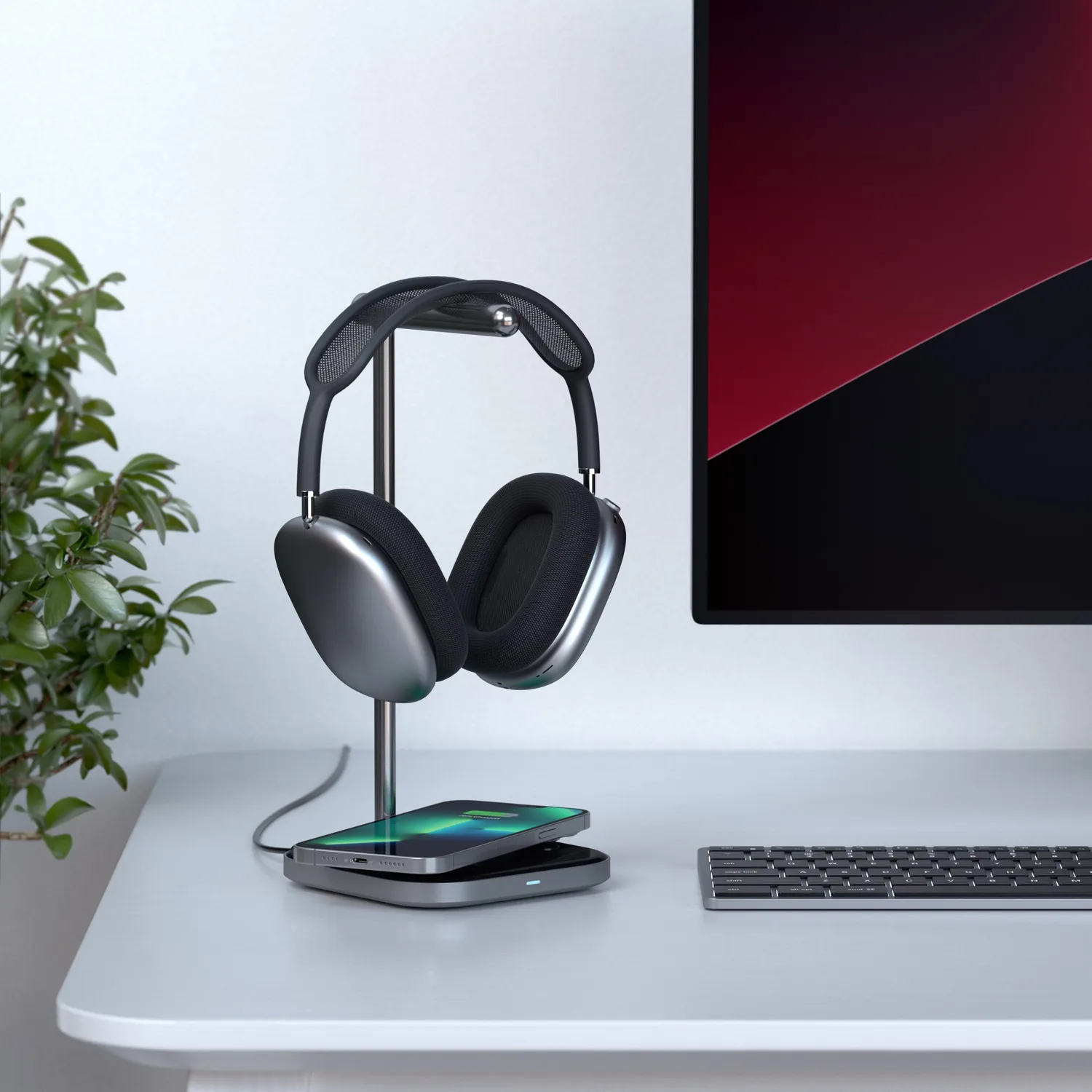 Satechi 2-in-1 stand casti cu incarcator wireless