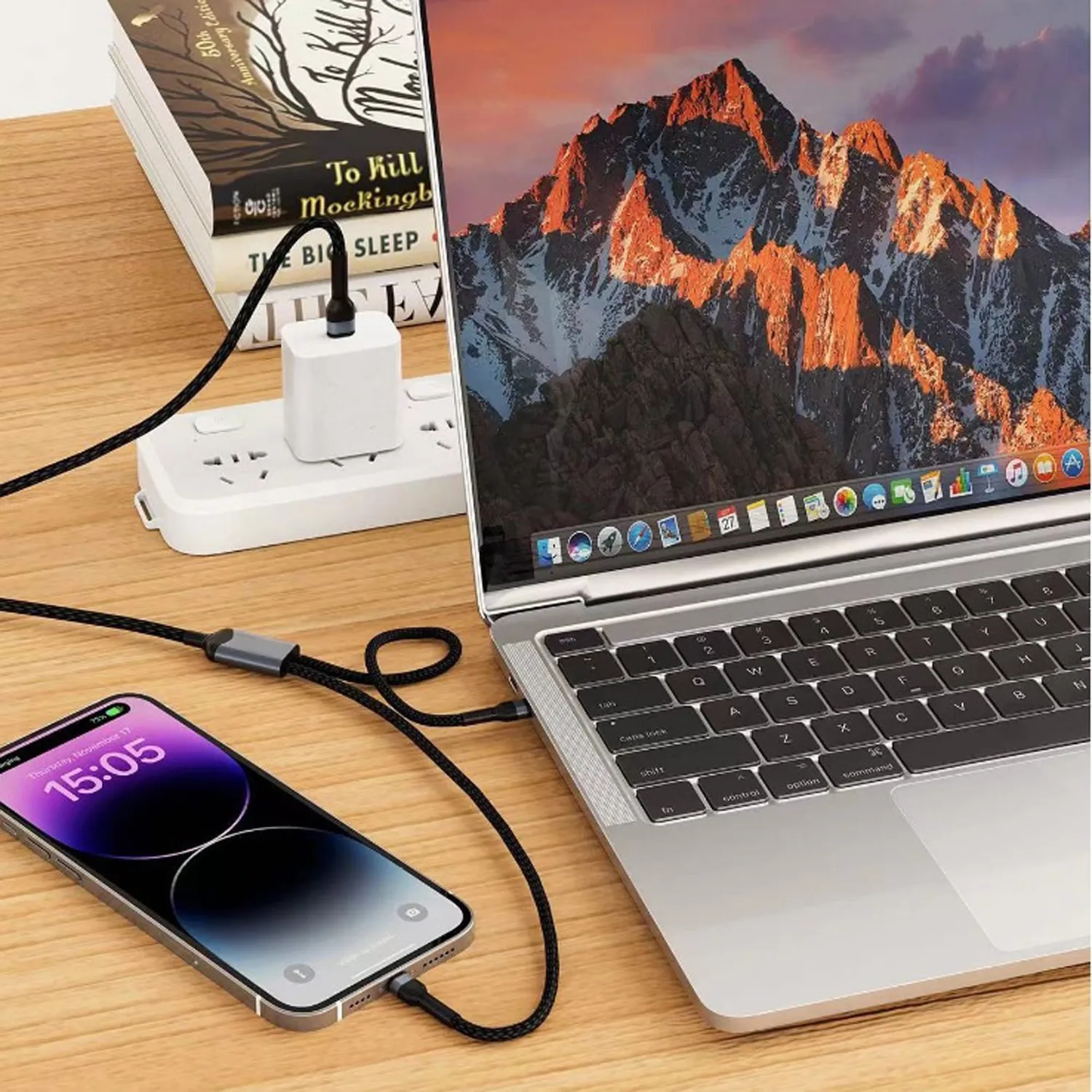 Timebox Cablu 2in1 65W 1,5m negru fast charge