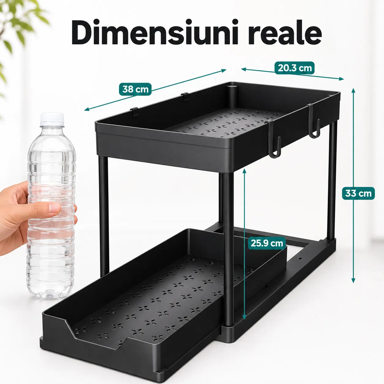 Timebox 2 Niveluri organizator dulap negru 15kg glisant