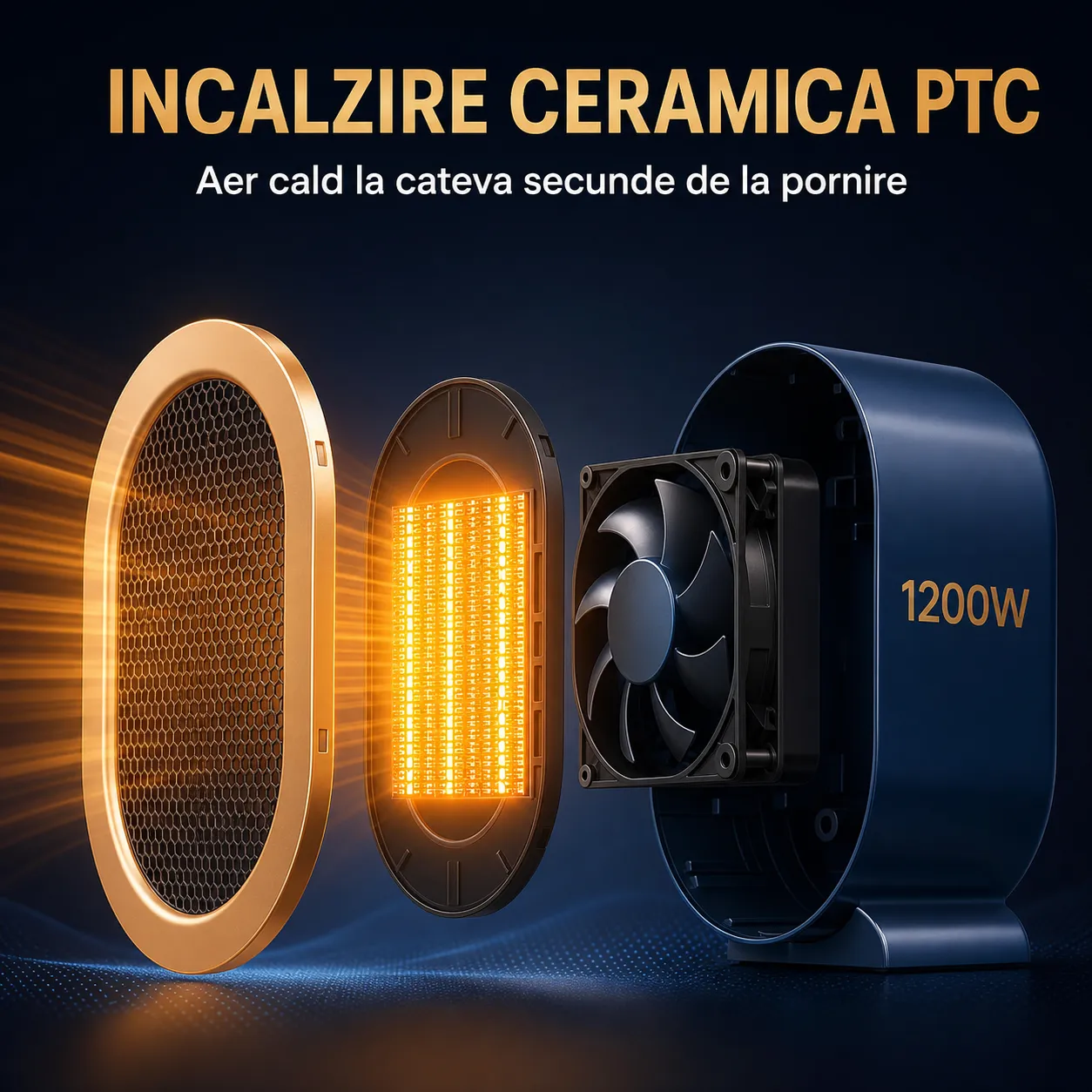 Timebox 1200W aeroterma ceramica Albastru compacta PTC