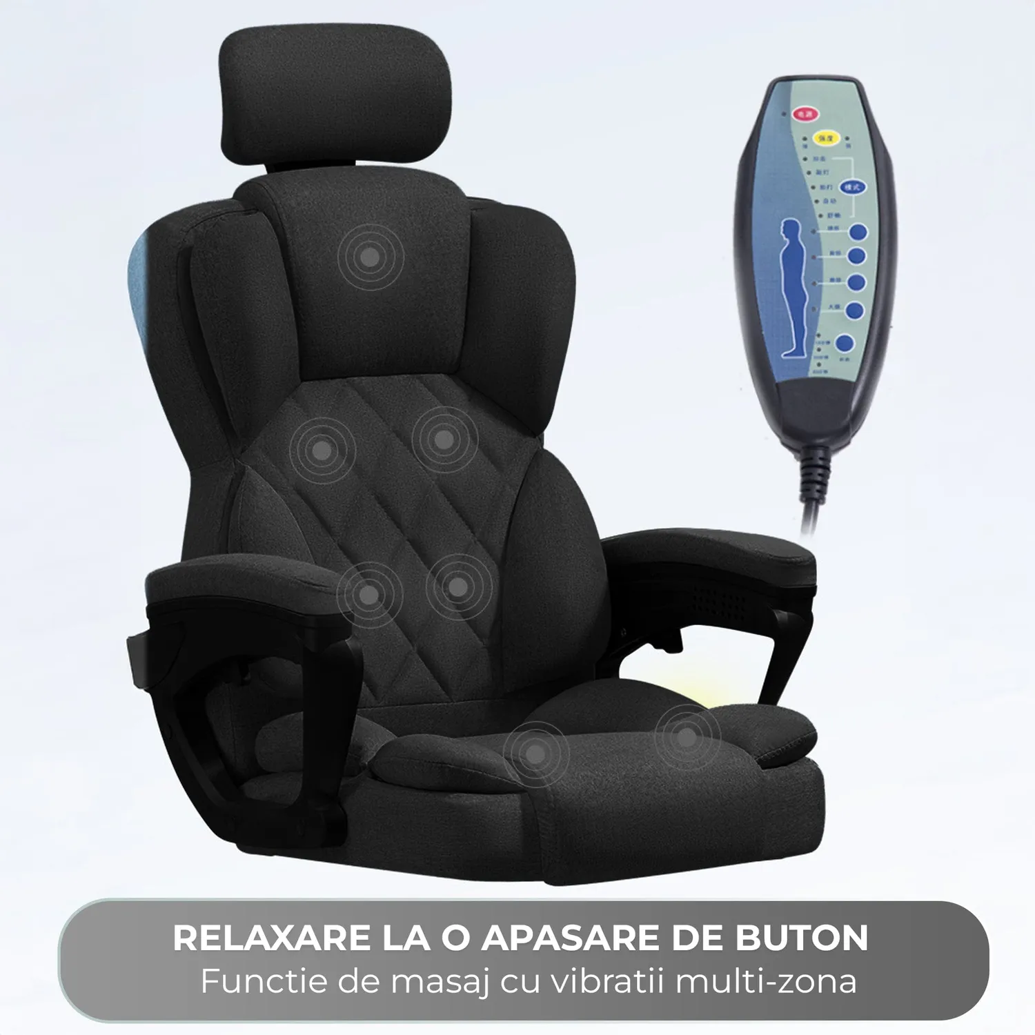 Timebox 125 scaun birou masaj negru cu footrest