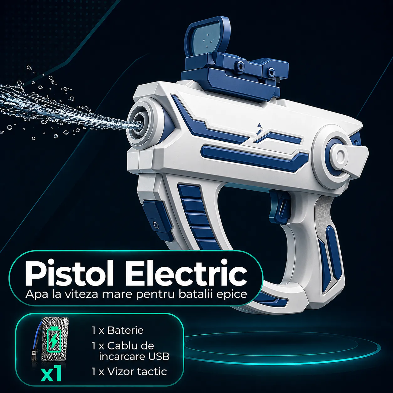 Timebox pistol apa electric alb waterproof vizor tactic