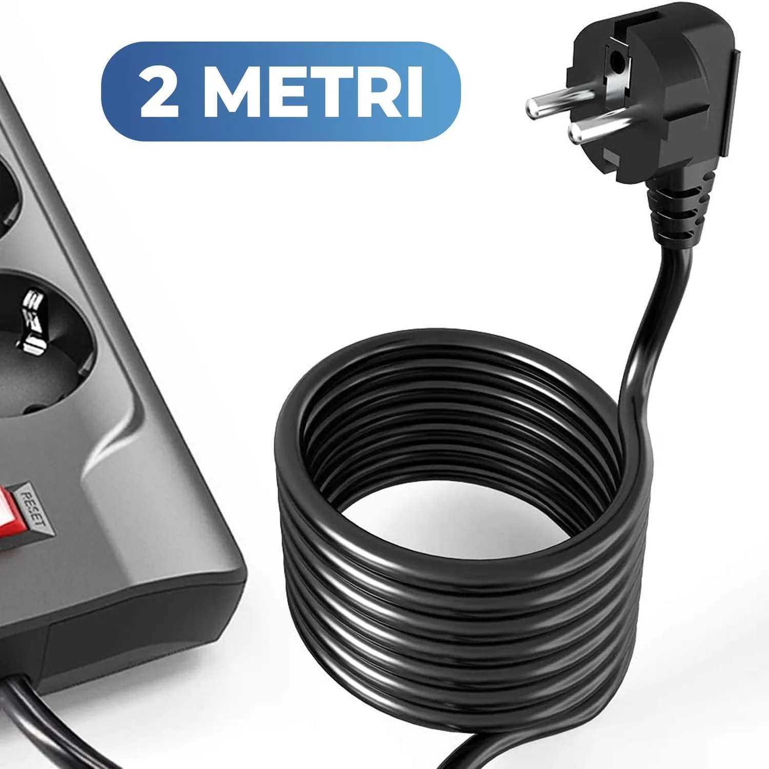 Prelungitor Timebox 8 prize + 4 USB buton ON/OFF negru