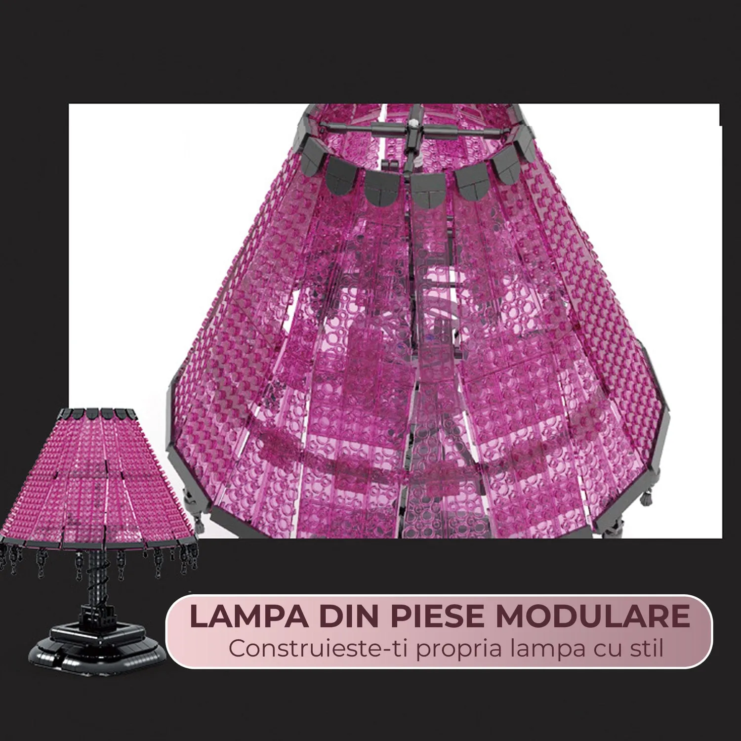 Timebox lampa retro LED DIY 900 piese roz