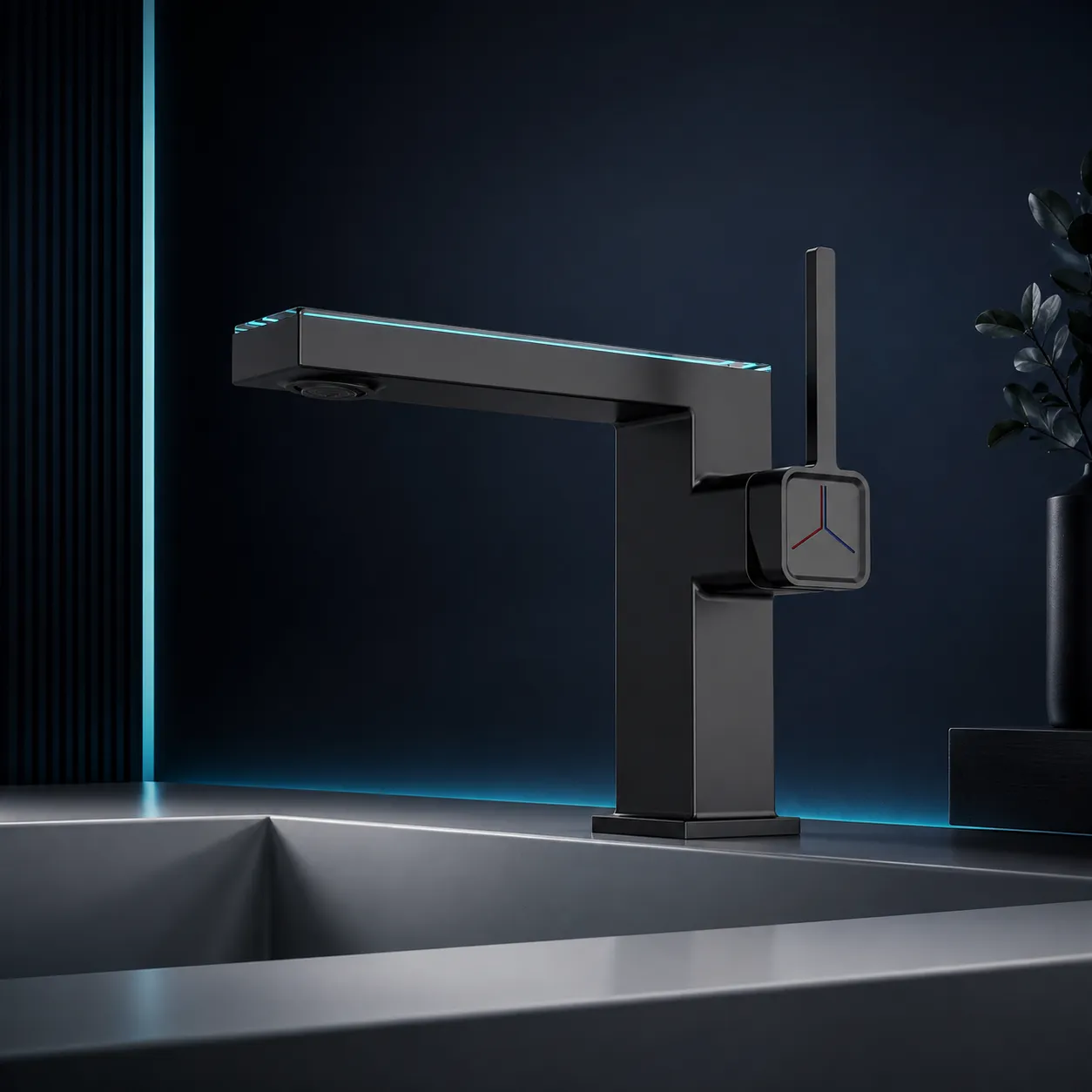 Timebox baterie lavoar LED negru mat monocomanda