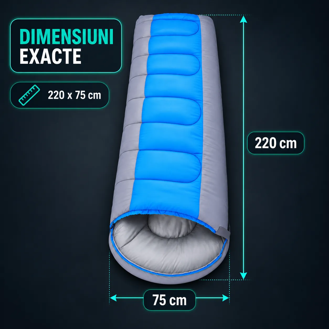 Timebox 1800g sac de dormit albastru set complet calduros