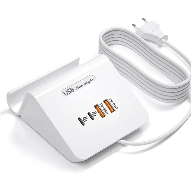 Timebox 45W 4 porturi încărcător rețea alb cu suport