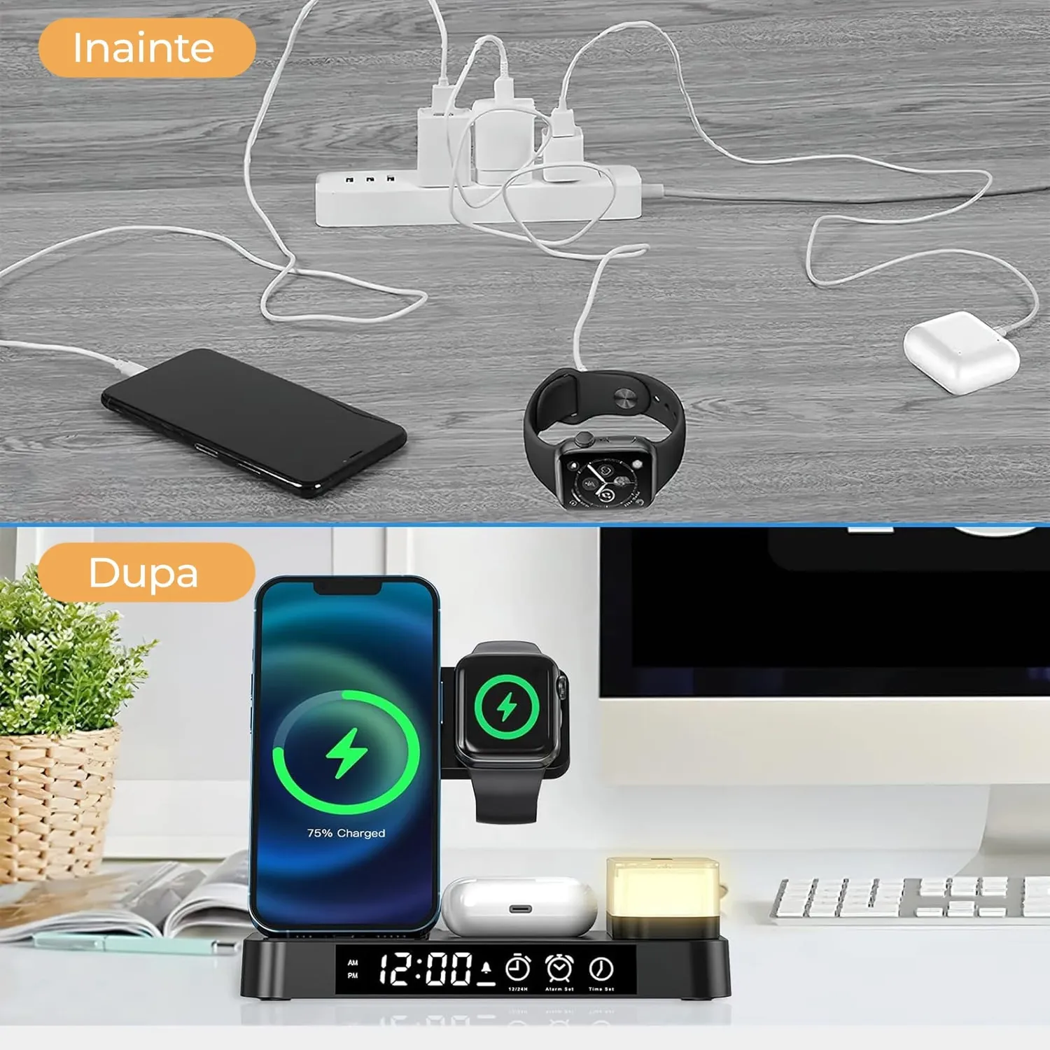 Timebox 20W incarcator wireless 5 in 1 cu lampa detasabila