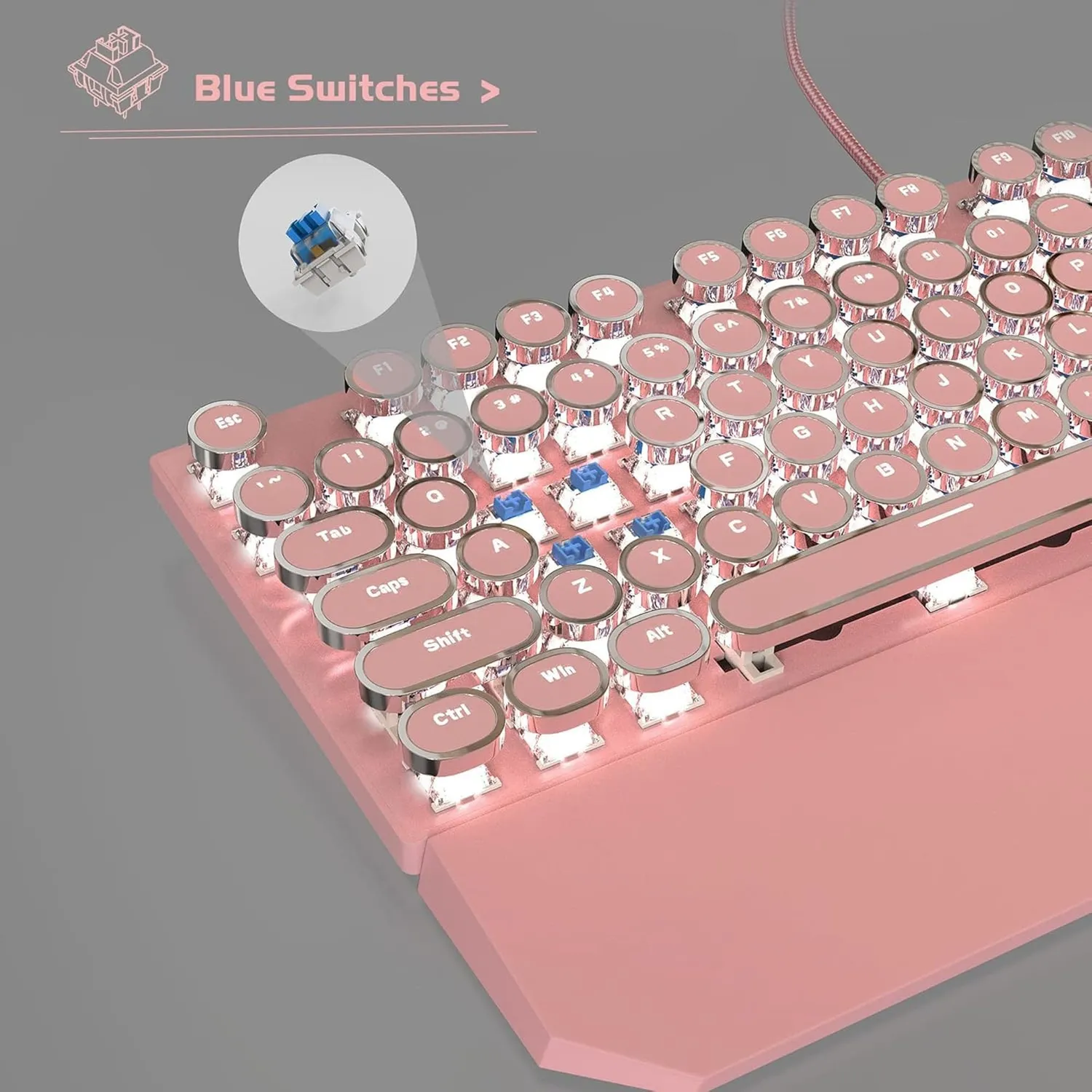 Timebox Blue Switch tastatura mecanica gaming LED roz