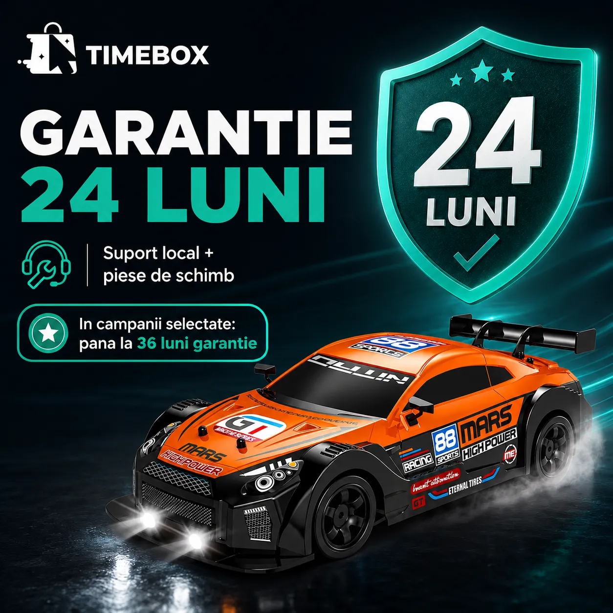 Timebox masina RC drift 1:16 20 km/h portocaliu 2 baterii