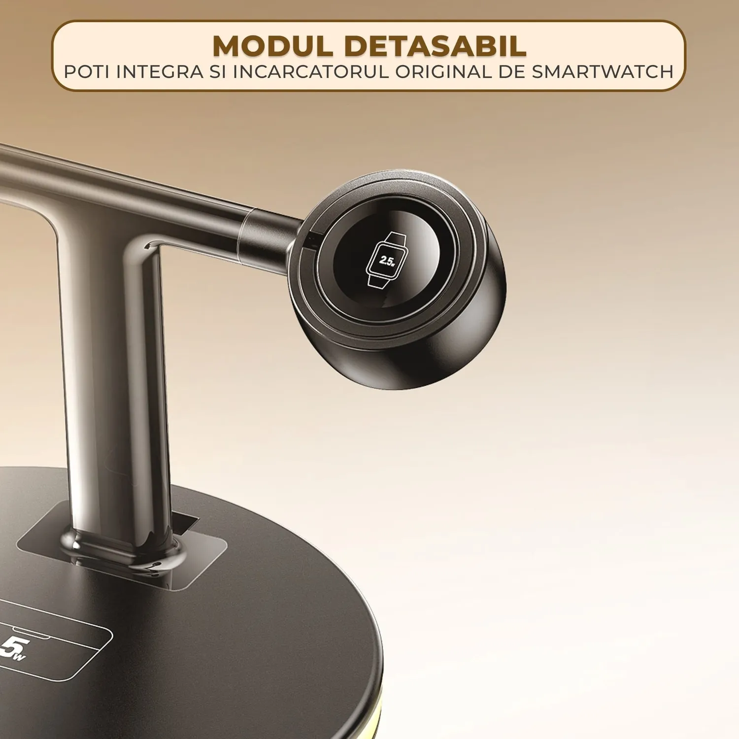 Timebox incarcator wireless magnetic 4 in 1 cu suport lampa