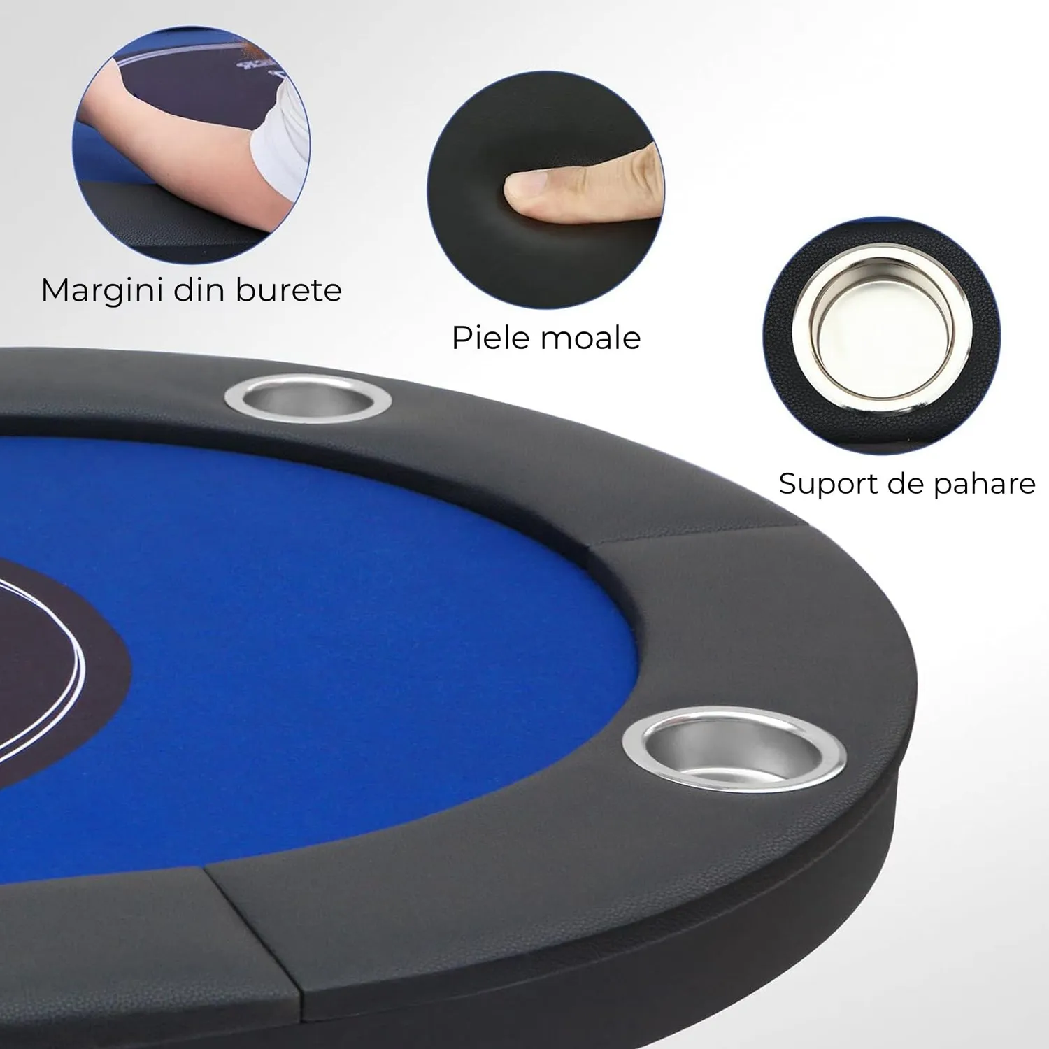 Timebox Masa Poker Pliabila 8 Jucatori Albastru
