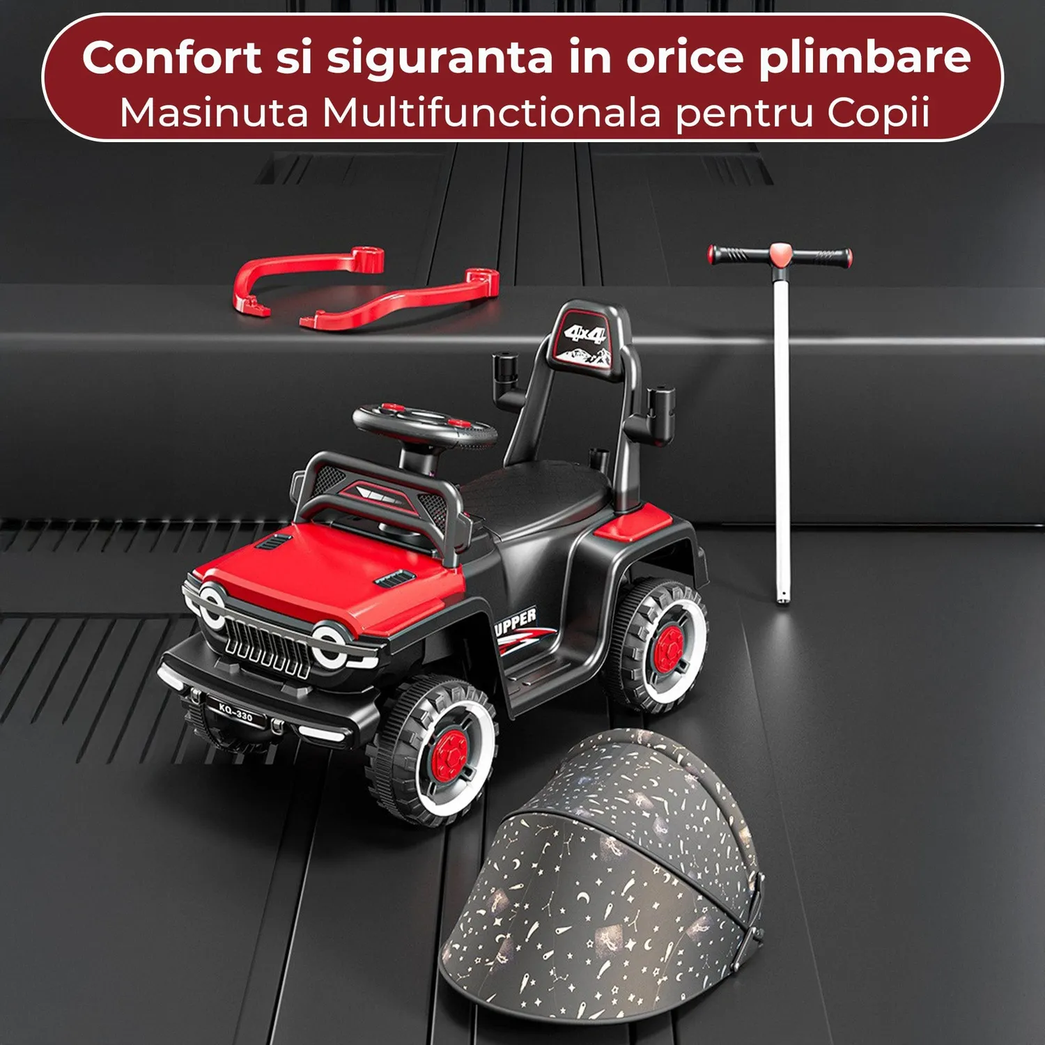 Timebox Masinuta electrica copii Off-road Rosu cu balans