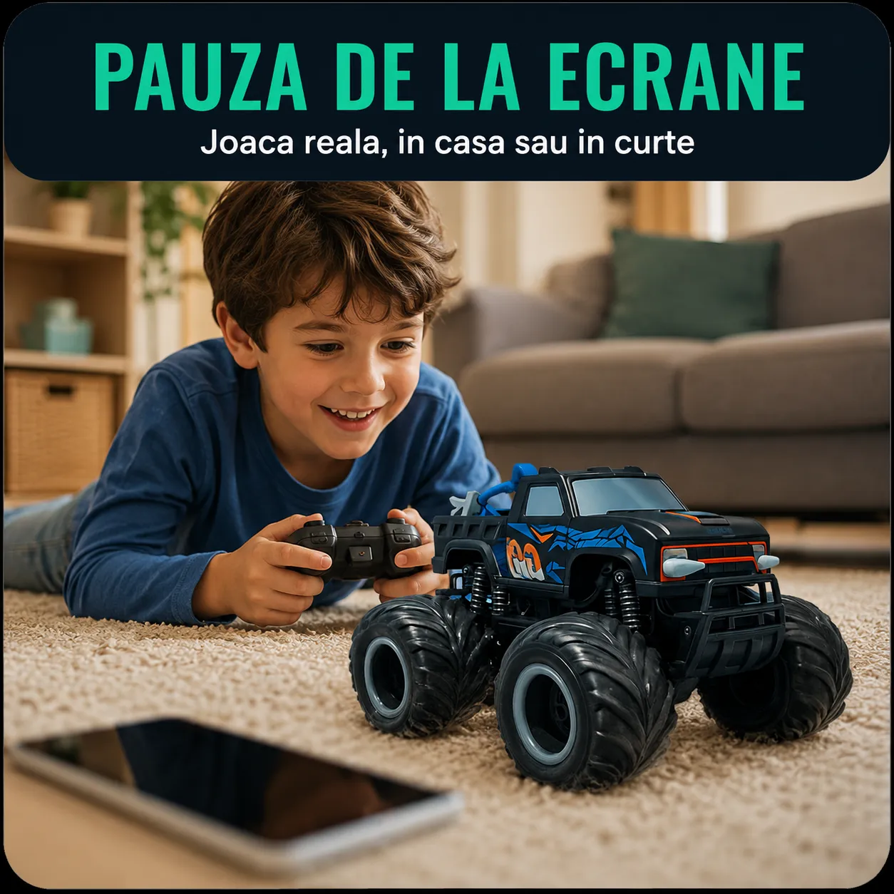 Timebox 1:16 masinuta RC 4x4 Monster Truck negru-albastru