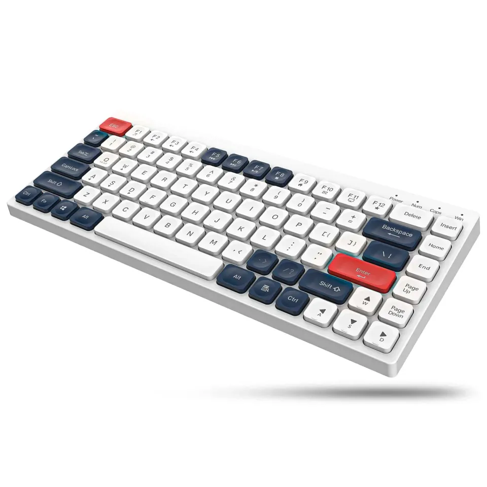 Timebox Tastatură slim wireless alb albastru low-profile