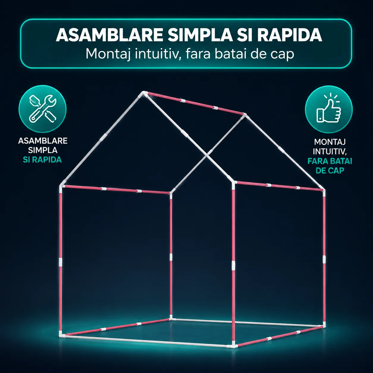Timebox Căsuță joacă copii pliabilă bej 120cm lumini