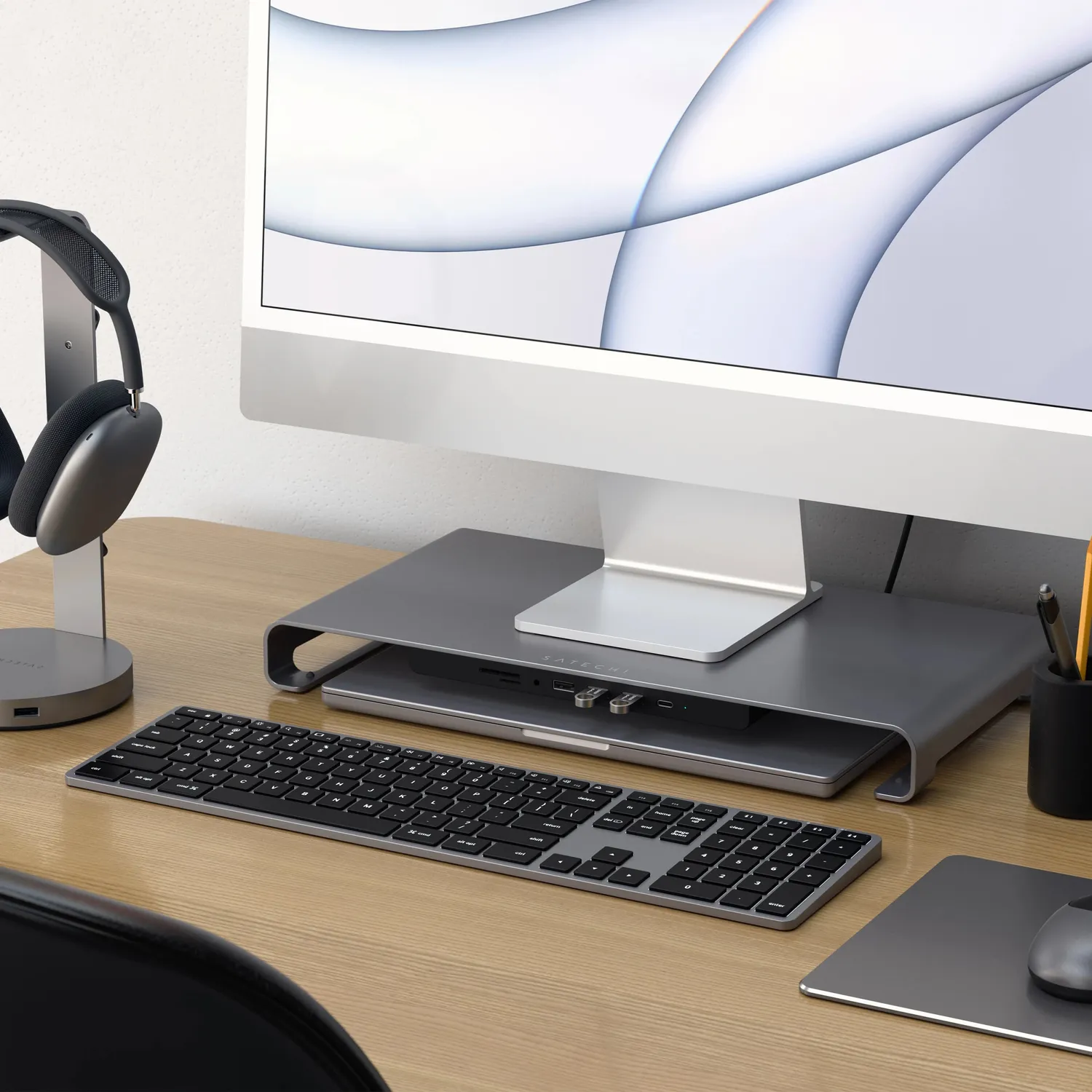 Satechi USB-C Monitor Stand Hub XL stand gri