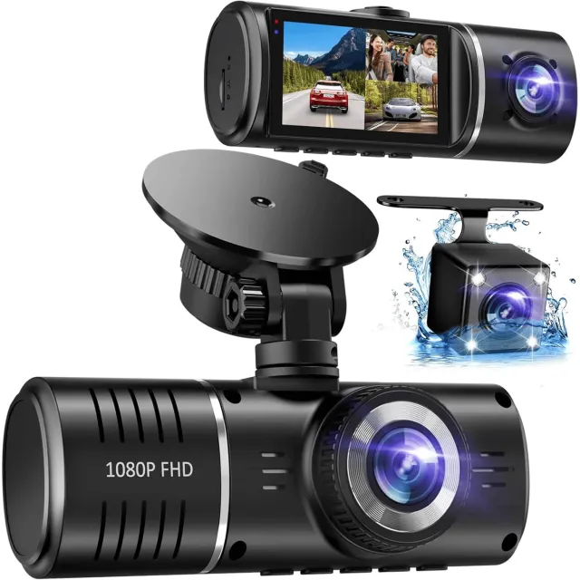 Timebox camera auto tripla dash cam Full HD 1080P negru