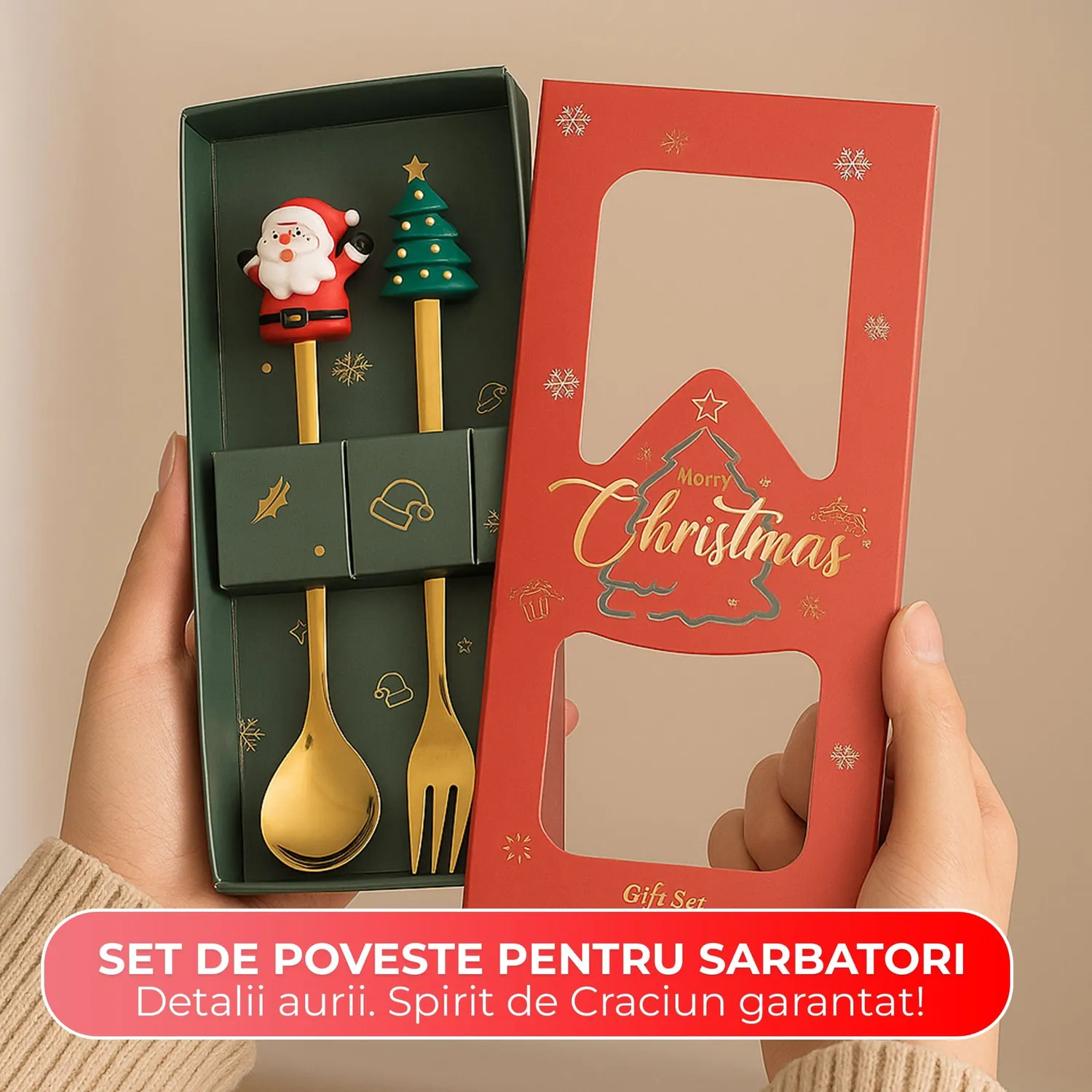 Timebox Set Tacamuri Inox Craciun 2 Piese Festiv