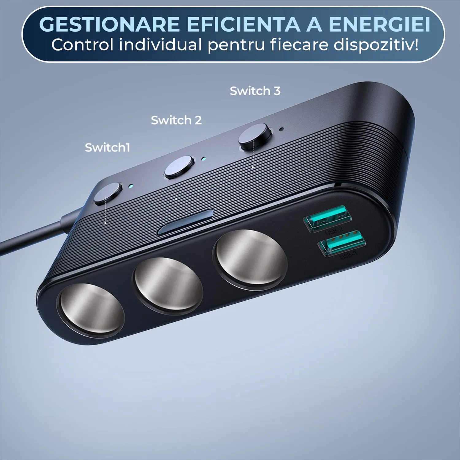 Timebox 139W incarcator auto 7 in 1 cu USB si USB-C display