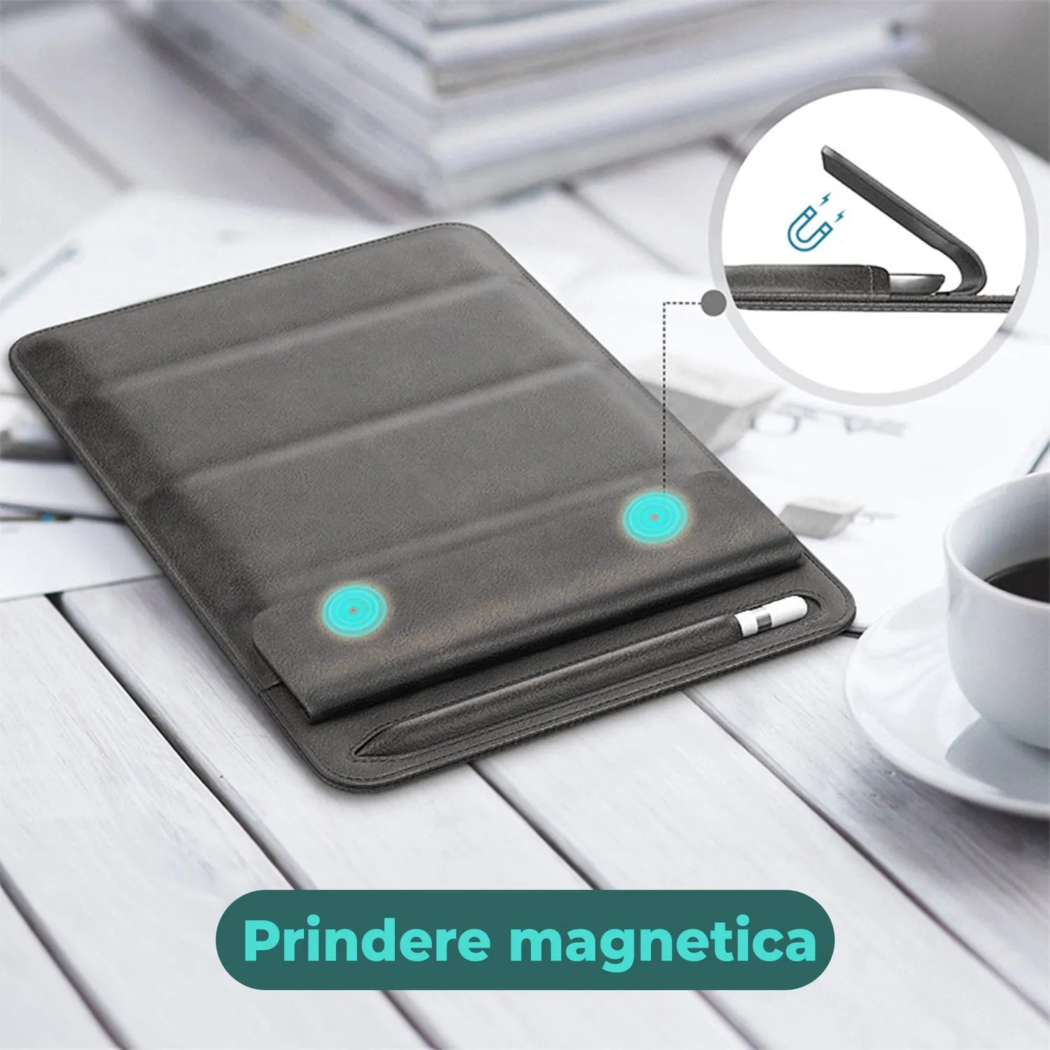Timebox Husa iPad Pro 12.9 piele ecologica neagra pix