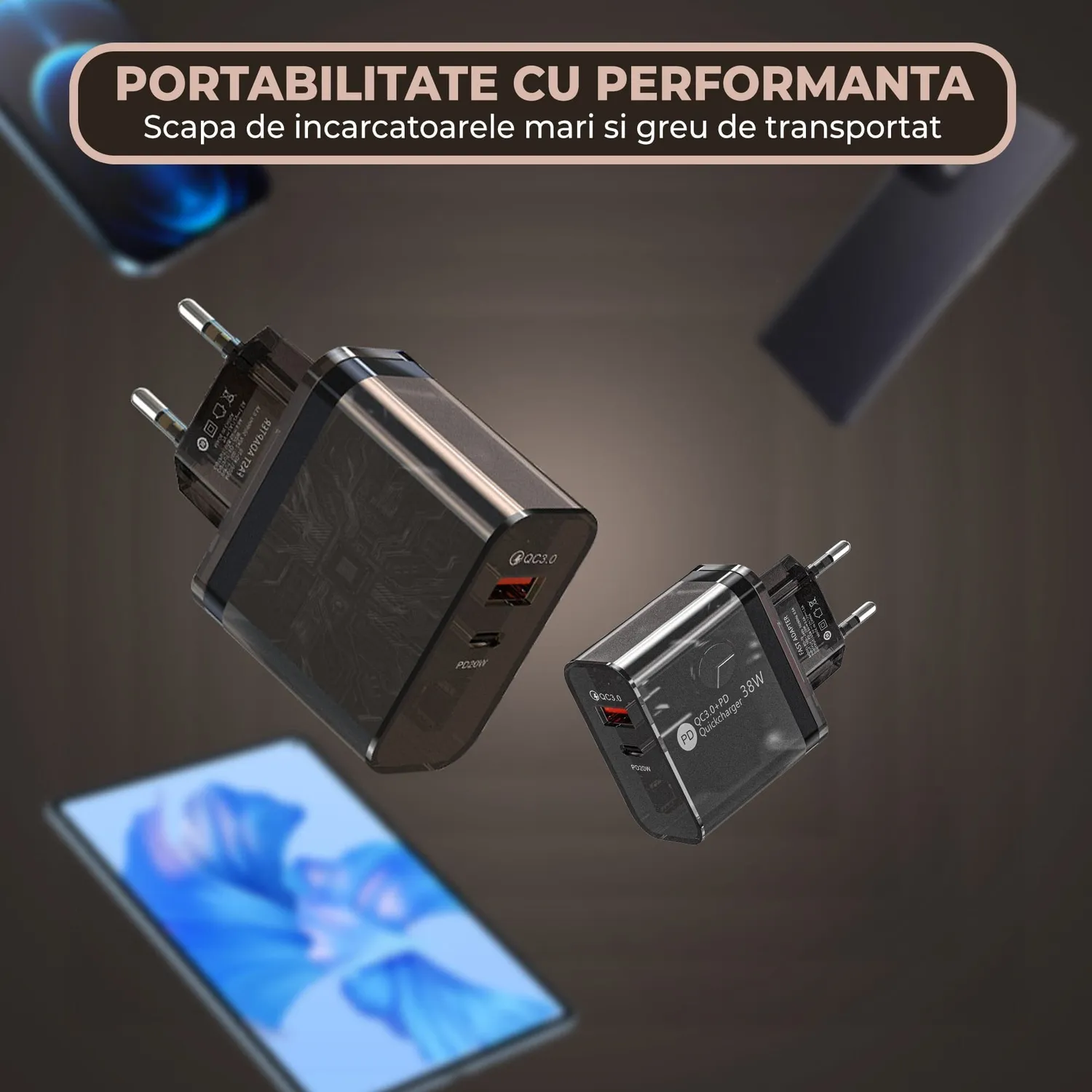 Timebox C 3 încărcător rețea 38W negru 2 porturi rapid