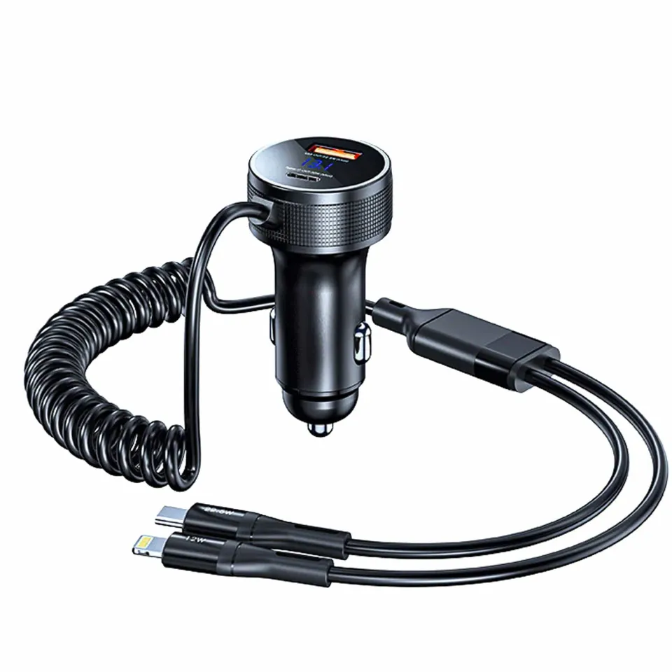 Timebox 52.5W incarcator auto USB QC3 Type-C negru