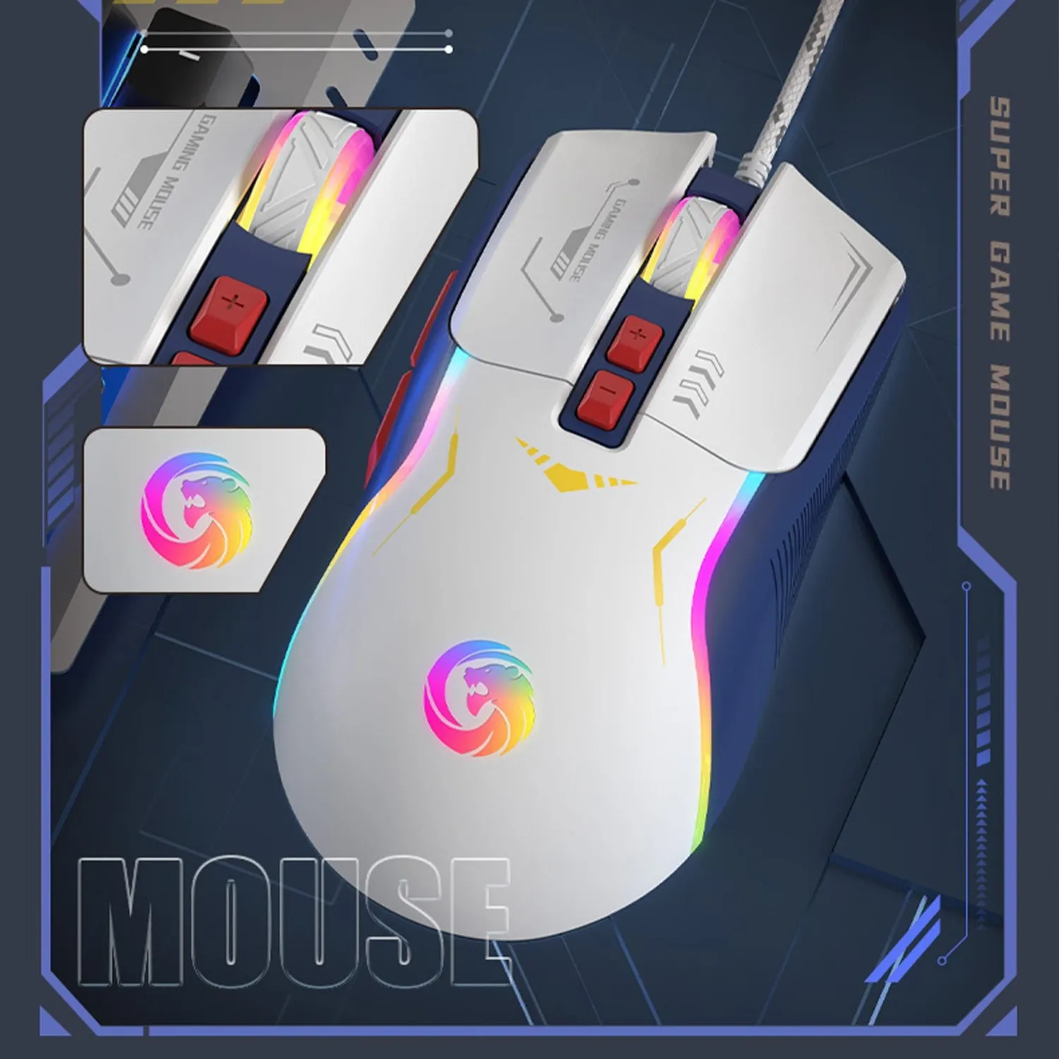 Timebox Mouse Gaming 7200 DPI Wireless Alb RGB
