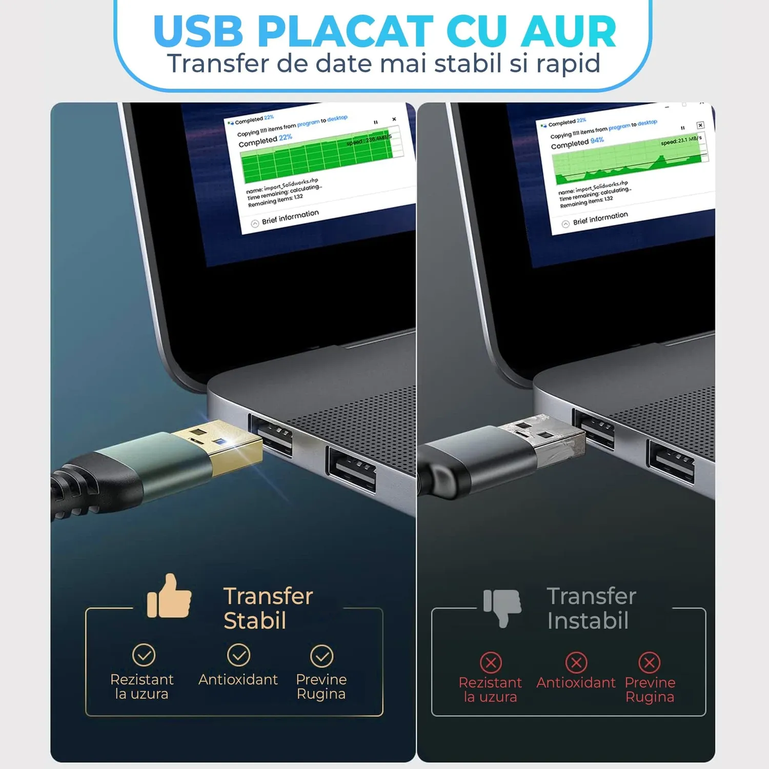 Timebox Extender cablu USB 3.0 Gri 2m placat aur
