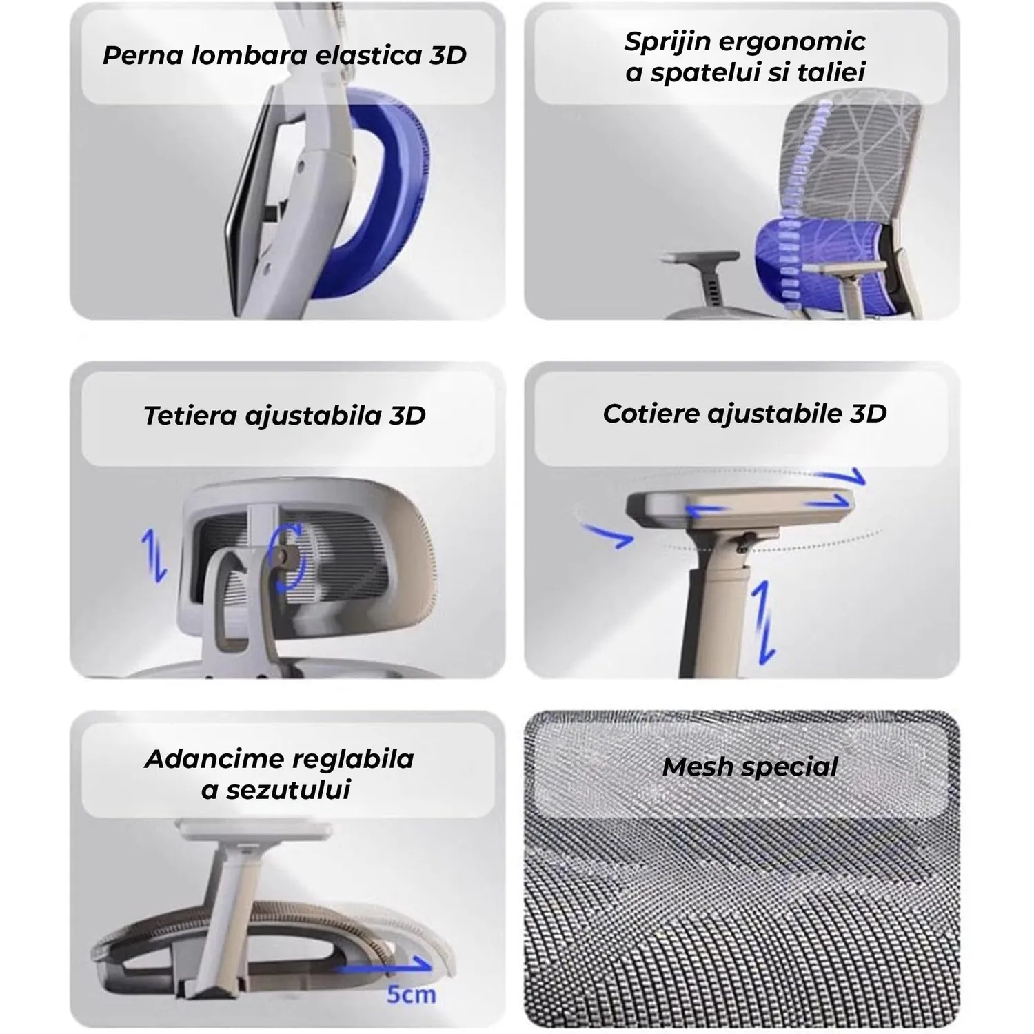 Timebox Ergonomic scaun birou gri reglabil