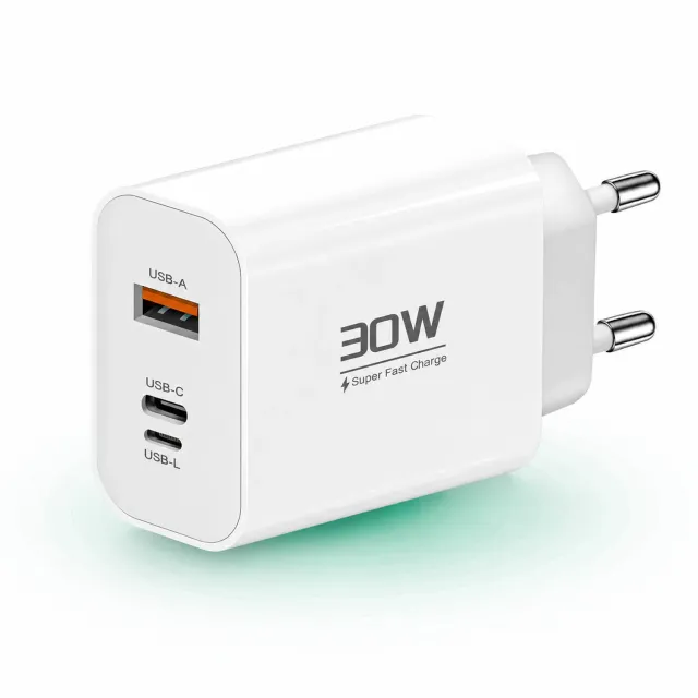 Timebox incarcator retea 30W 3 porturi alb Type-C USB