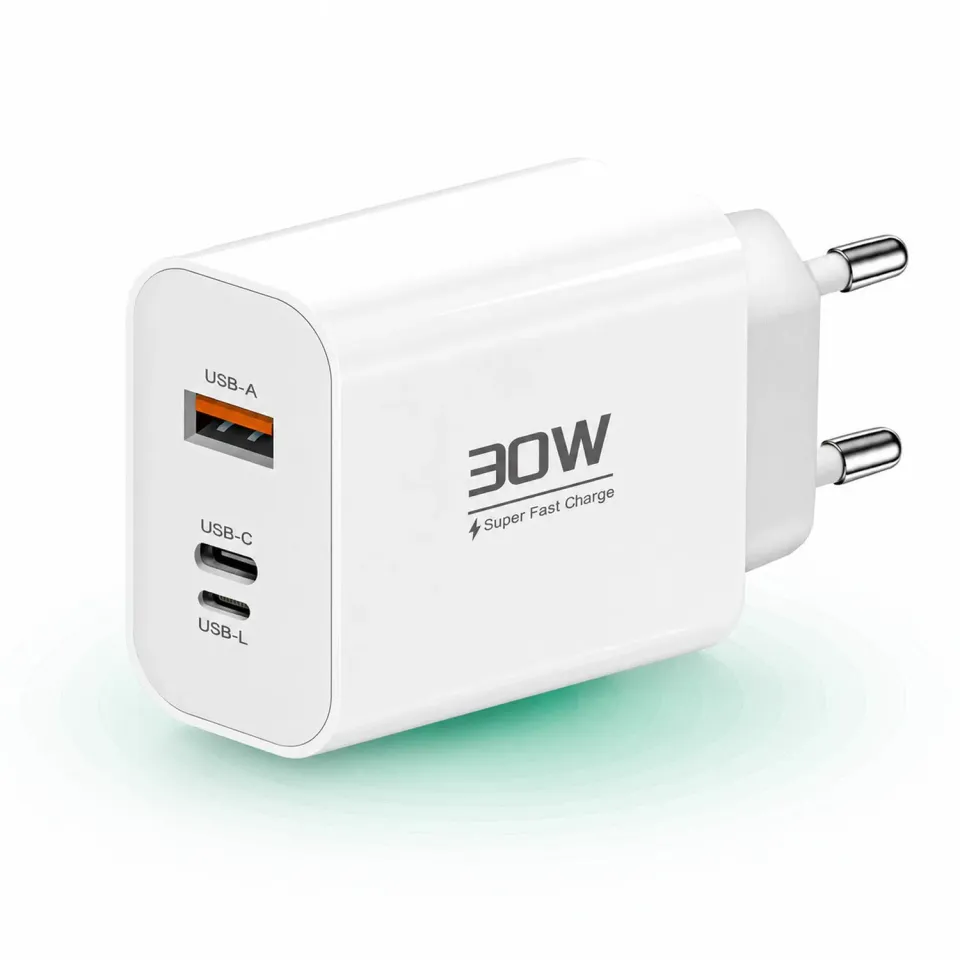 Timebox incarcator retea 30W 3 porturi alb Type-C USB