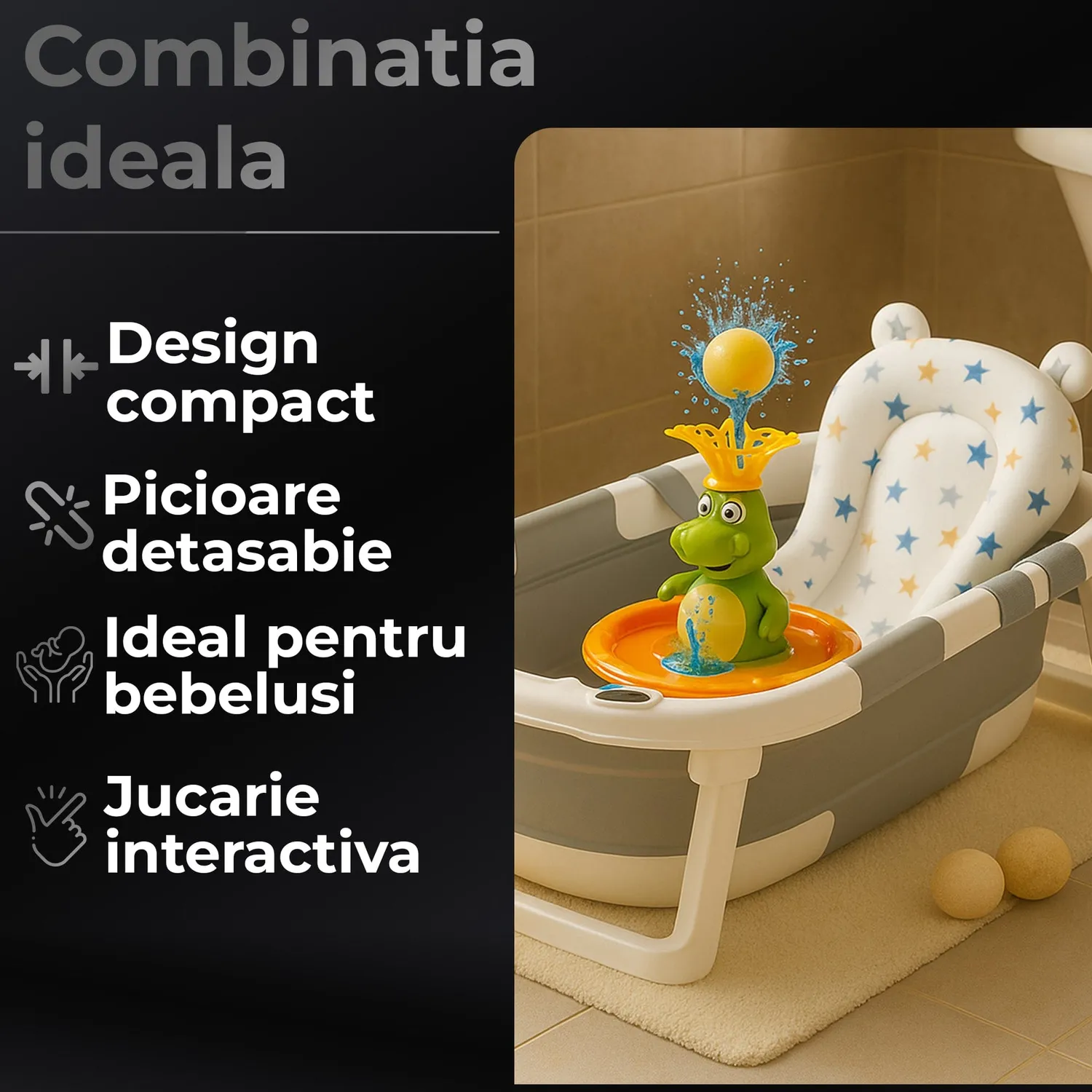 Timebox 0-36 luni cadita pliabila bebe cu pernuta