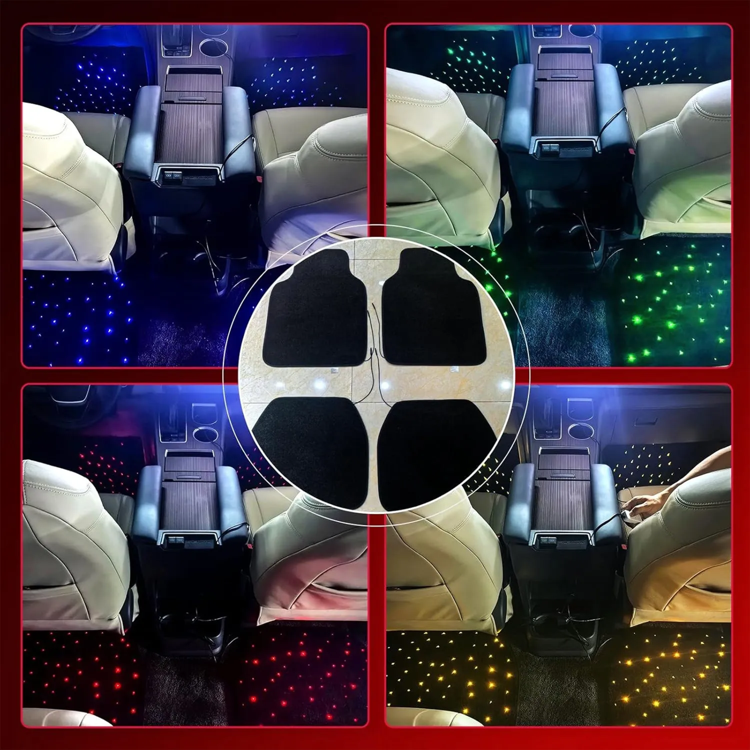 Timebox covorase auto LED RGB negre waterproof lavabile