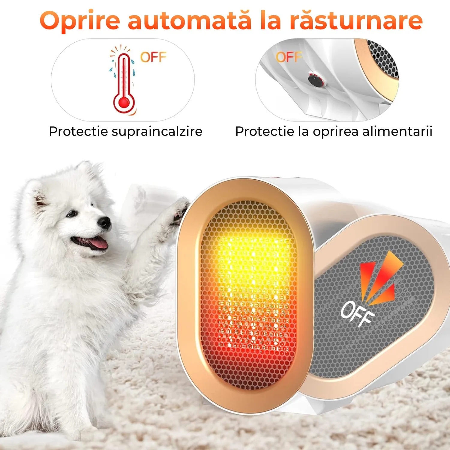 Timebox 1200W aeroterma ceramica alba 2 trepte