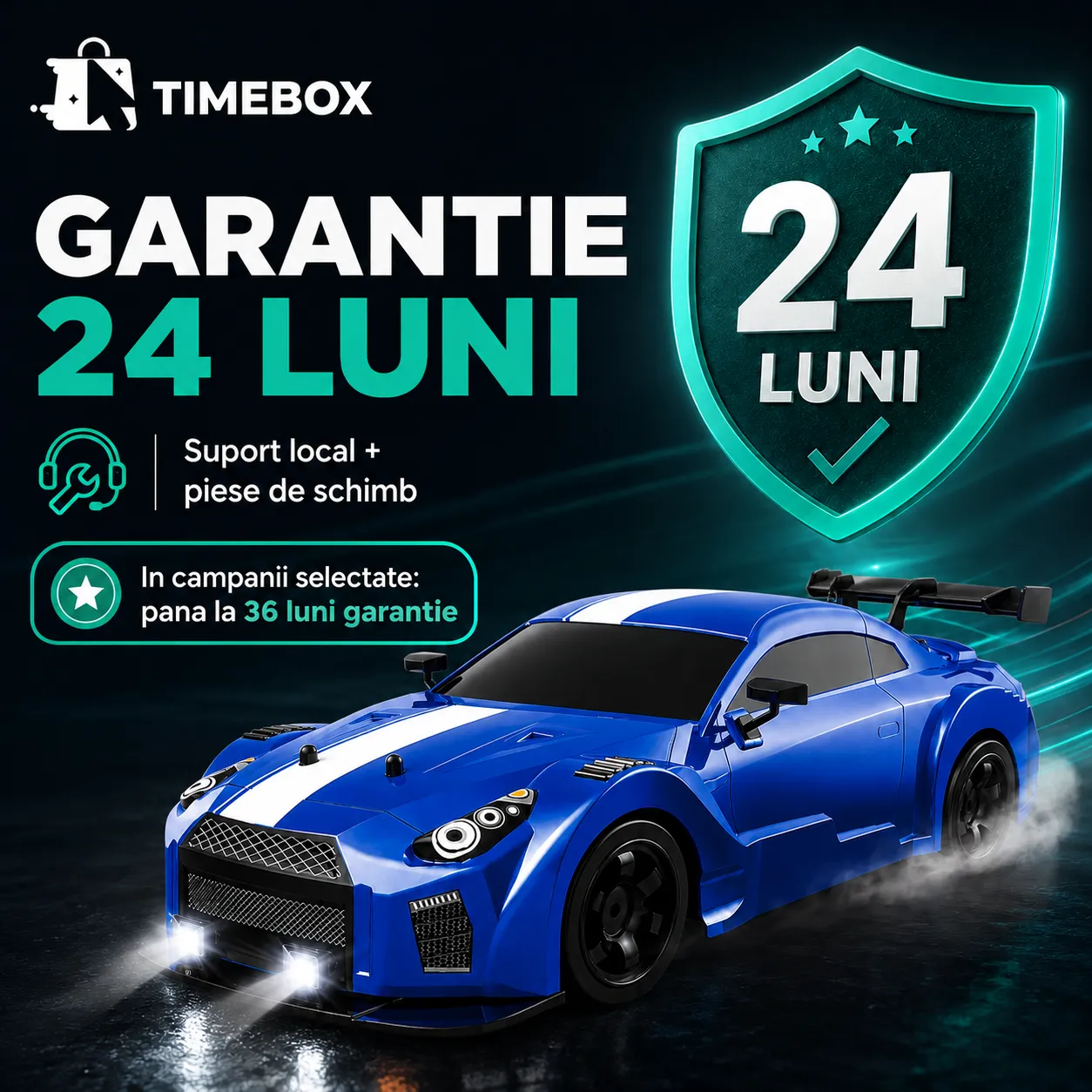 Timebox Masina RC 20km/h 1:16 drift albastra 2 baterii