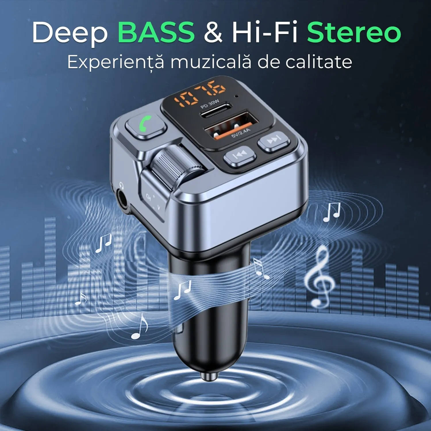 Timebox Modulator FM Hands-Free QC3.0 Bluetooth 5.0