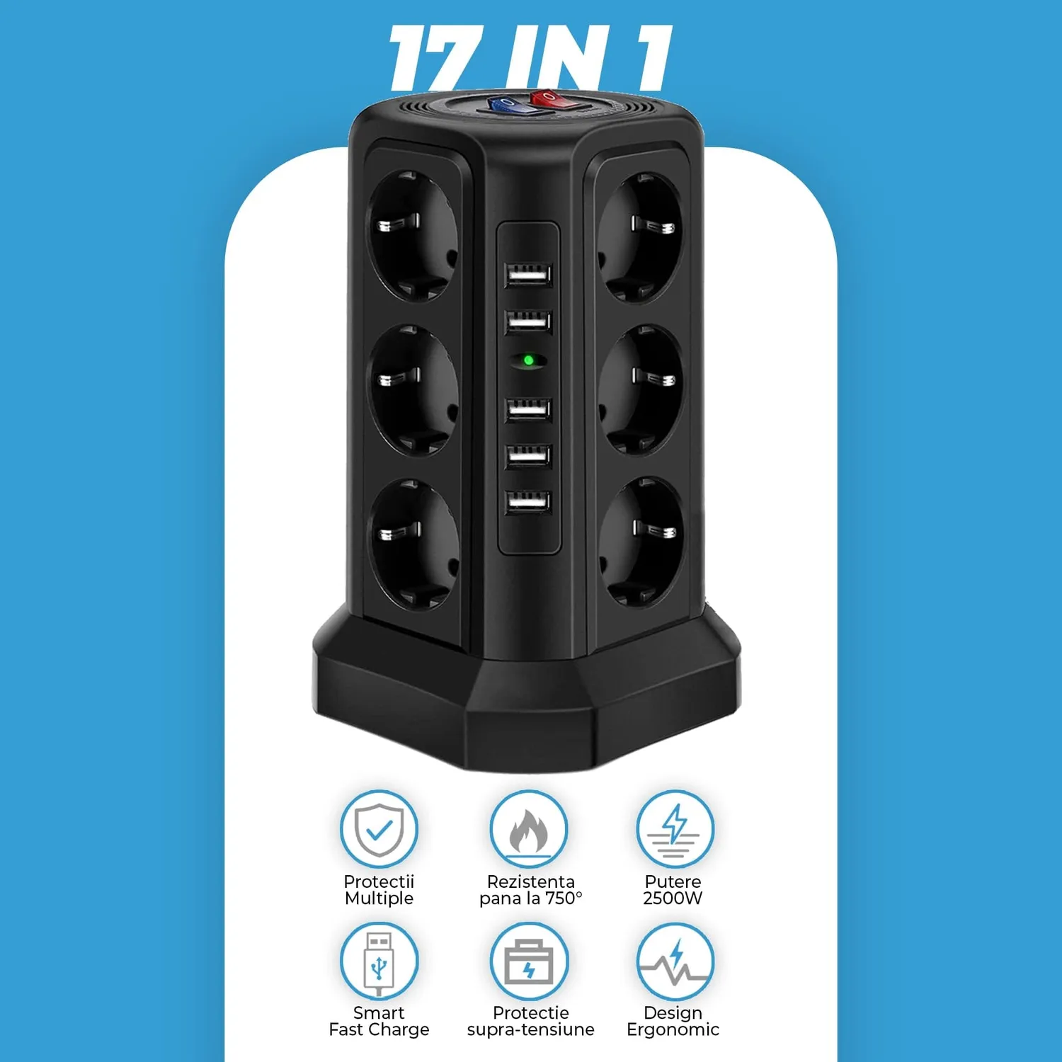 Timebox Prelungitor Turn 12 Prize 5 USB Negru