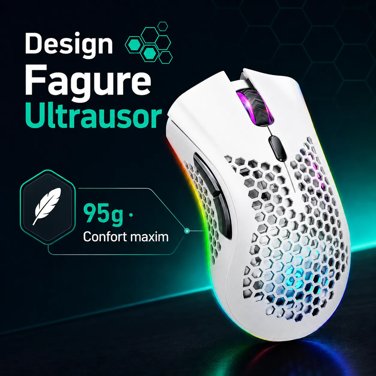 Timebox mouse gaming wireless alb 95g RGB FastCharge