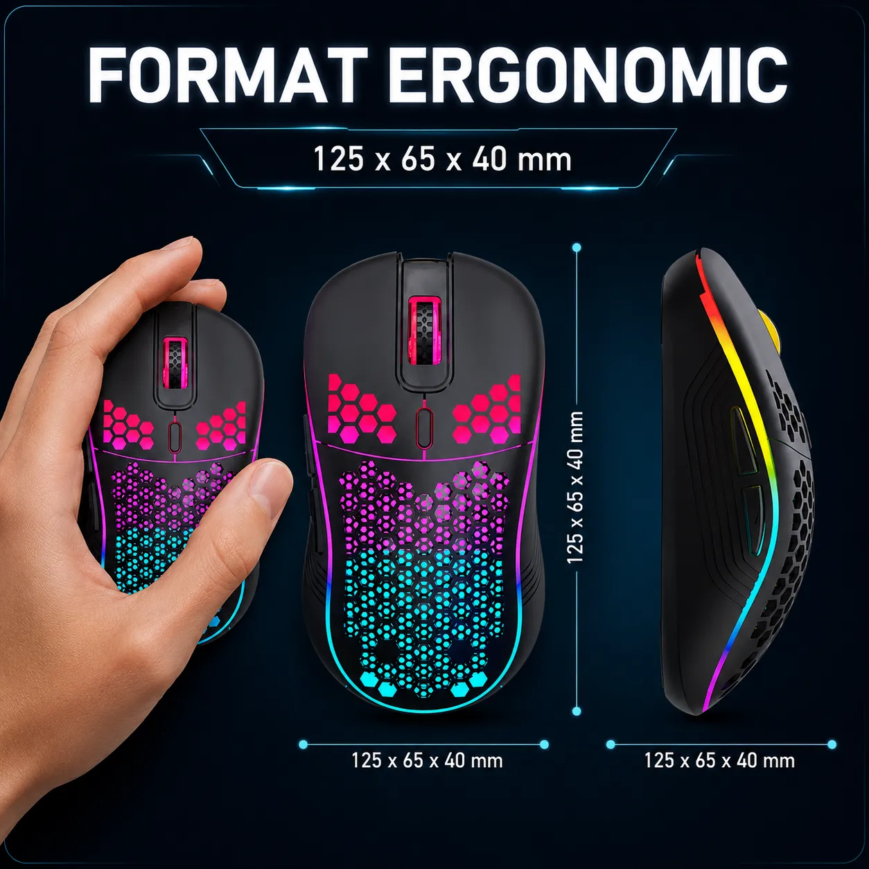 Timebox mouse gaming wireless negru 1600DPI 80g