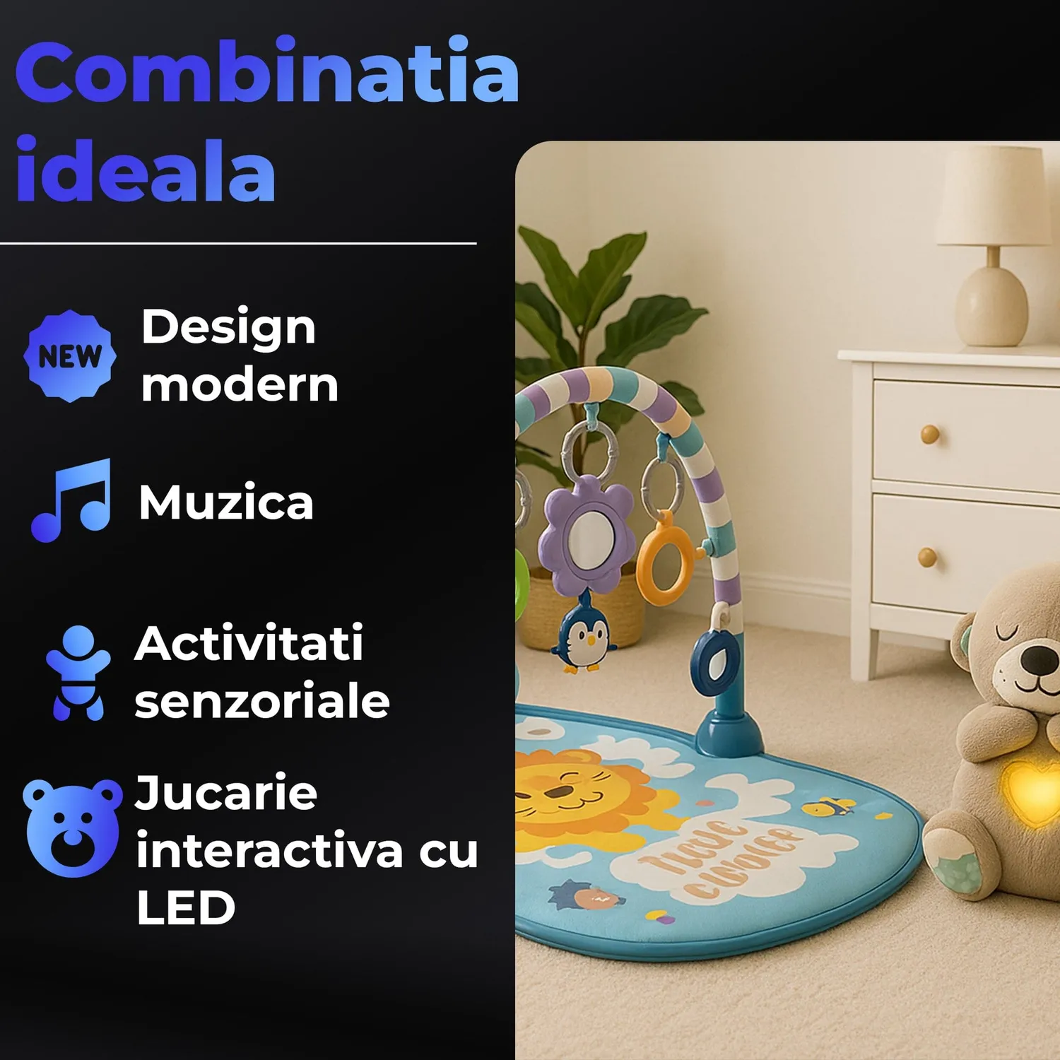 Timebox pachet bebe saltea joacă pian 5-în-1 maro