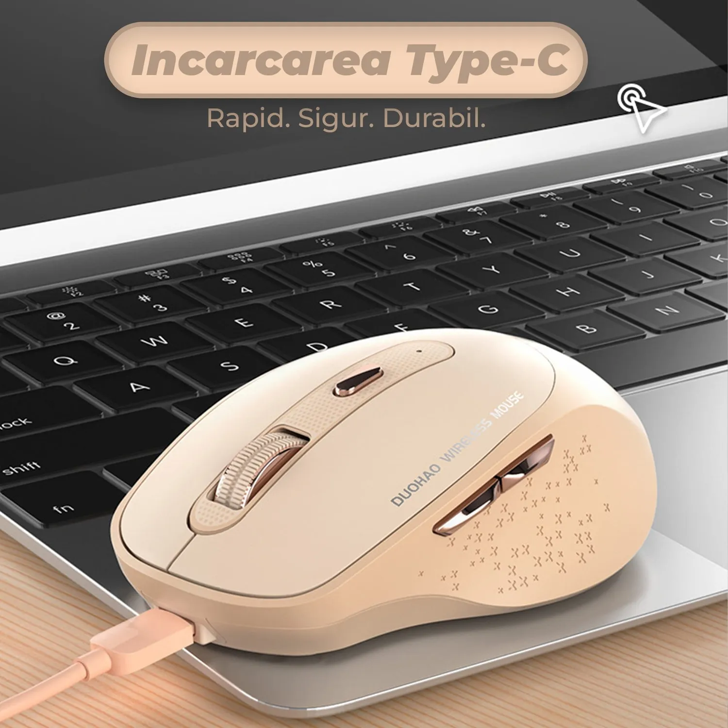 Timebox 1600 DPI mouse wireless bej ergonomic