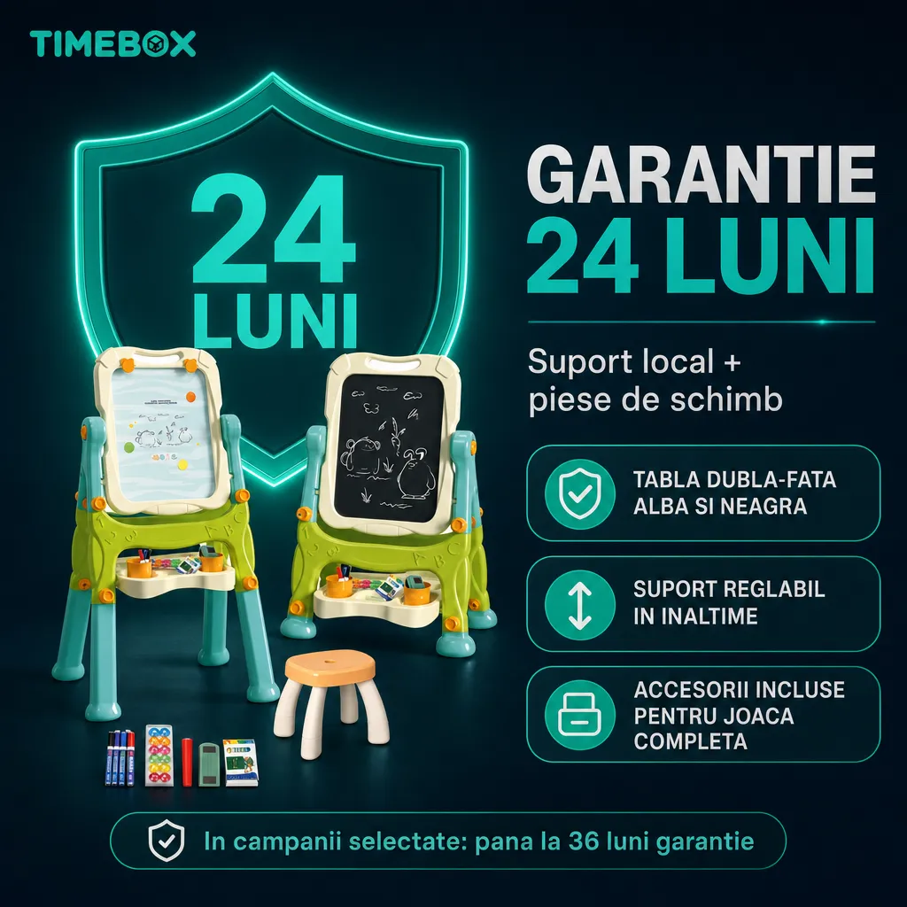 Timebox Tabla Magnetica Copii 3 in 1 Verde cu Scaunel