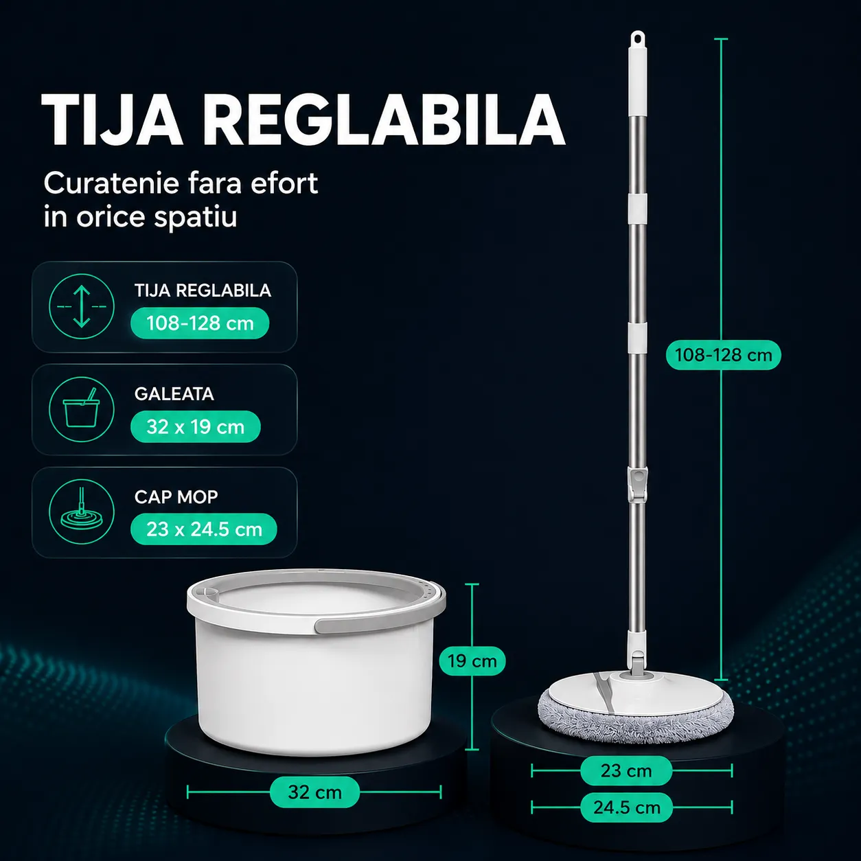 Timebox Dual Tank set mop rotativ Alb/Gri